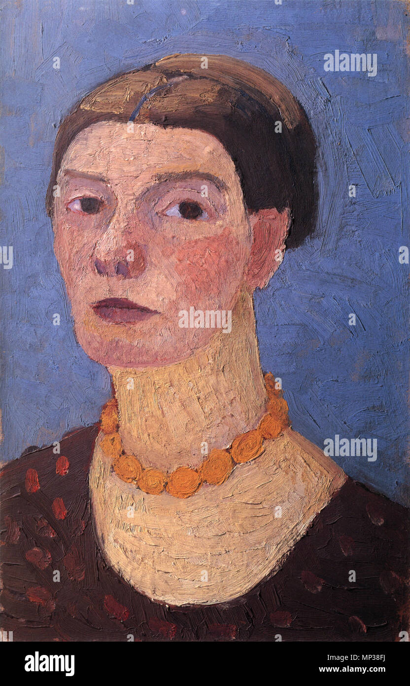 . Self-portrait. Oil on cardboard, 457 x 297mm (18 x 11 5/8'). Haubrich Collection, Museum Ludwig, Cologne. London only. 1906.   1110 Self-portrait by Paula Modersohn-Becker Stock Photo