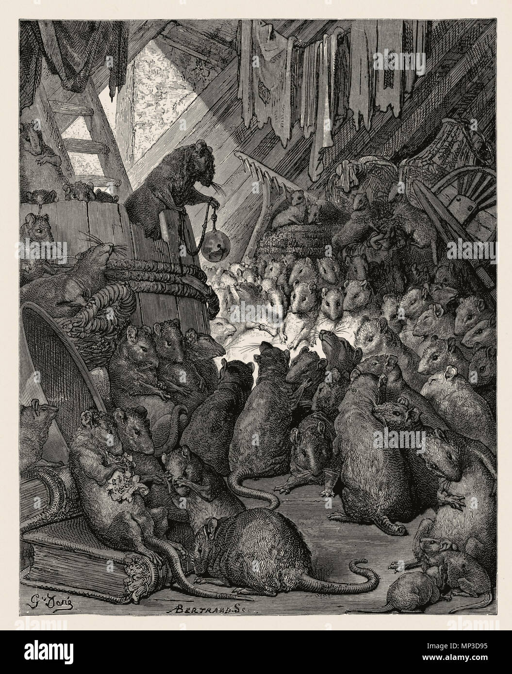 . English: Scan of a Gustave Doré engraving .   Gustave Doré  (1832–1883)      Alternative names Paul Gustave Doré, Paul Gustave Louis Christophe Doré  Description French painter, illustrator, engraver and caricaturist  Date of birth/death 6 January 1832 23 January 1883  Location of birth/death Strasbourg Paris  Work location Paris  Authority control  : Q6682 VIAF: 41839207 ISNI: 0000 0001 2278 6962 ULAN: 500013657 LCCN: n79089221 NLA: 35041510 WorldCat 1171 The council of the rats Stock Photo