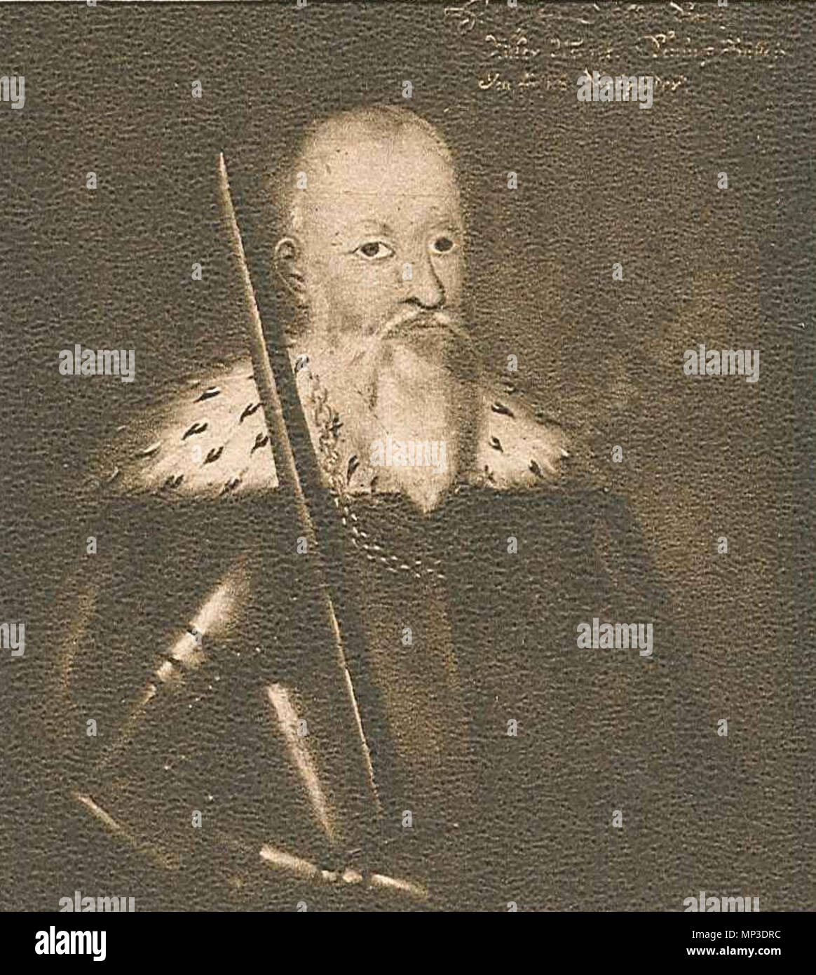 . English: sv:Gustaf Olofsson till Torpa (?-1571; also known as Gustaf Stenbock), Swedish baron, Lord High Constable and member of the Privy Council. Svenska: sv:Gustaf Olofsson till Torpa (död 1571; också känd som Gustaf Stenbock), svensk friherre, riksråd och riksmarsk. Photo: 1942 or earlier. Painting: 16th century.. Reproduction of 16th century painting by unknown photographer 1143 Stenbock, Gustaf i VJs julnummer 1942 Stock Photo