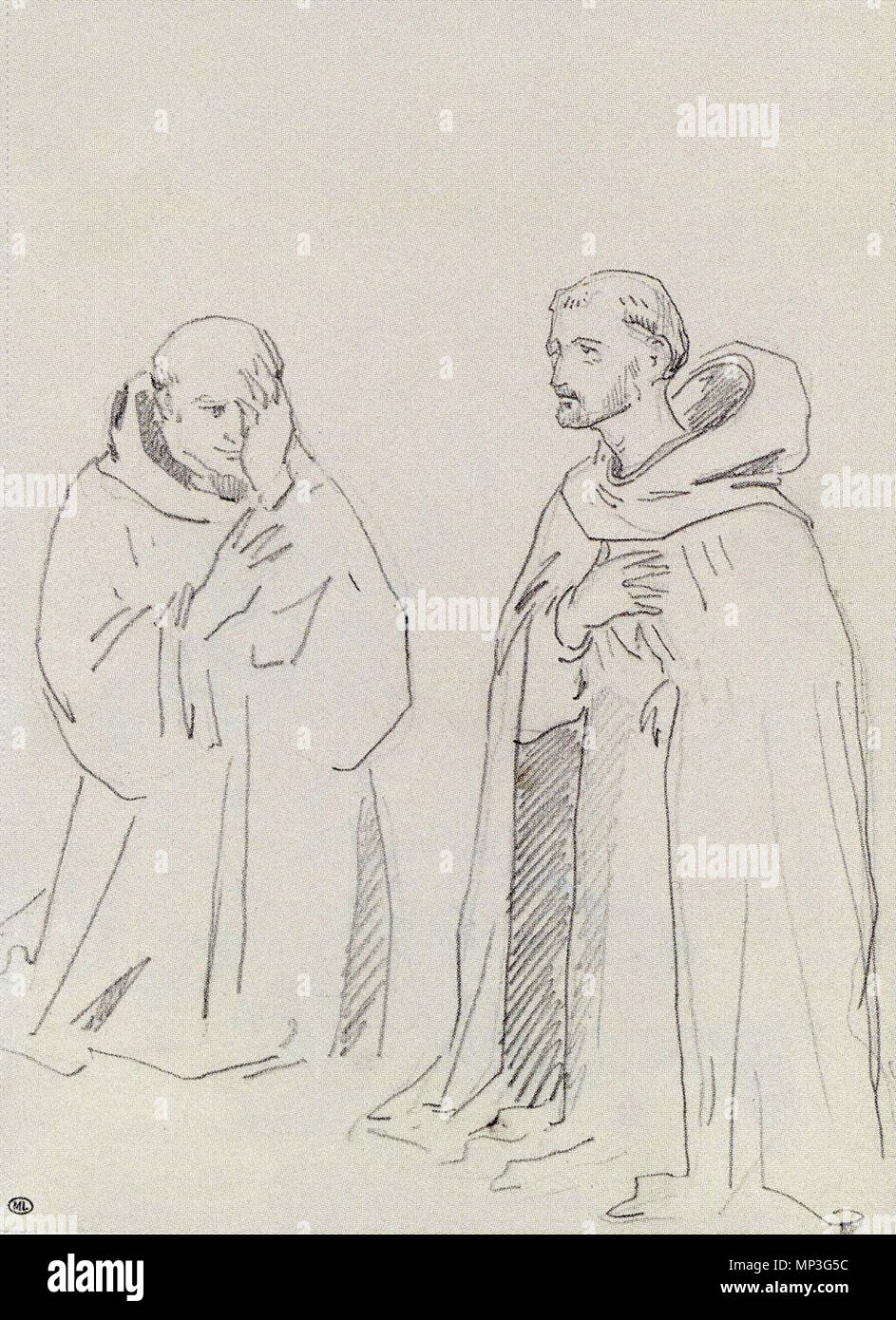 1288 Édouard Manet - Deux religieux agenouillés, saint Jean Gualbert et saint Pierre martyr Stock Photo