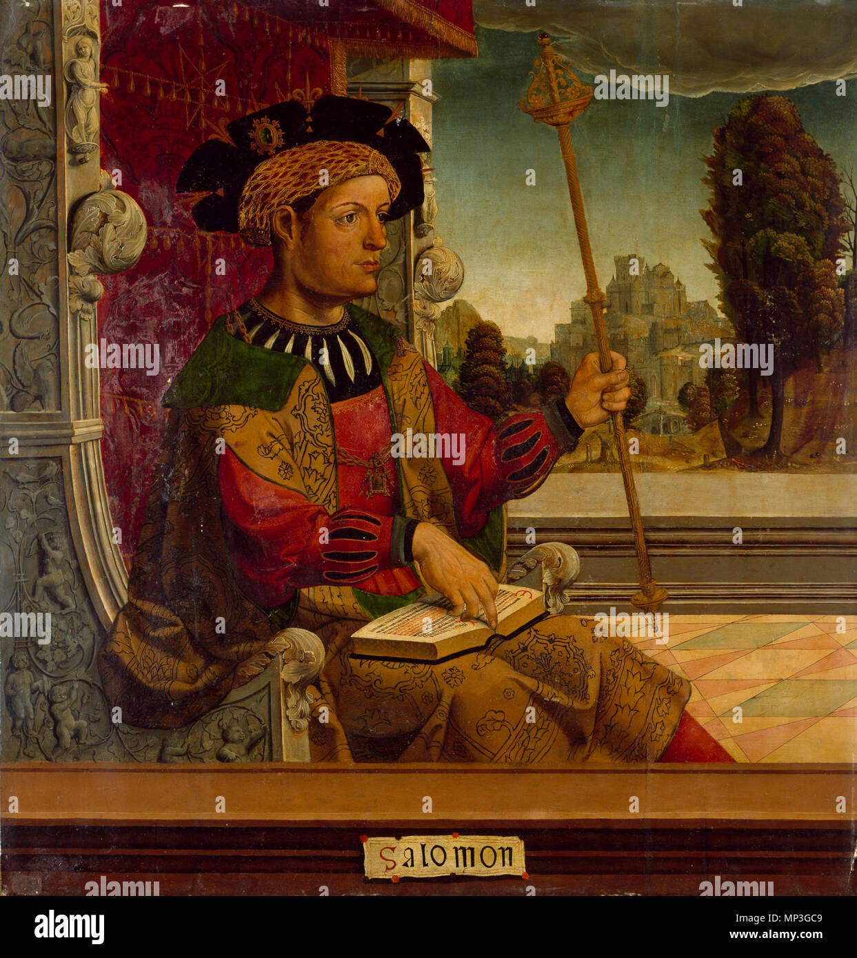 Español: Salomón, óleo sobre tabla, 90,8 x 87,7 cm, Madrid, Museo del Prado  . circa 1535. Maestro de Becerril 842 Maestro de becerril-salomon-prado  Stock Photo - Alamy