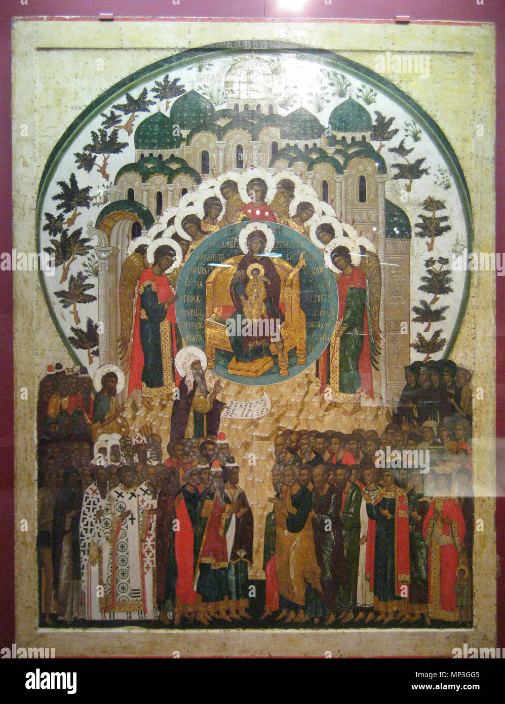 . Похвала Богородице. Кирилло-Белозерский монастырь . 15-16 c.. Anonymous 1154 Synaxis of the Theotokos (Kirillo-Belozersk) 3 Stock Photo