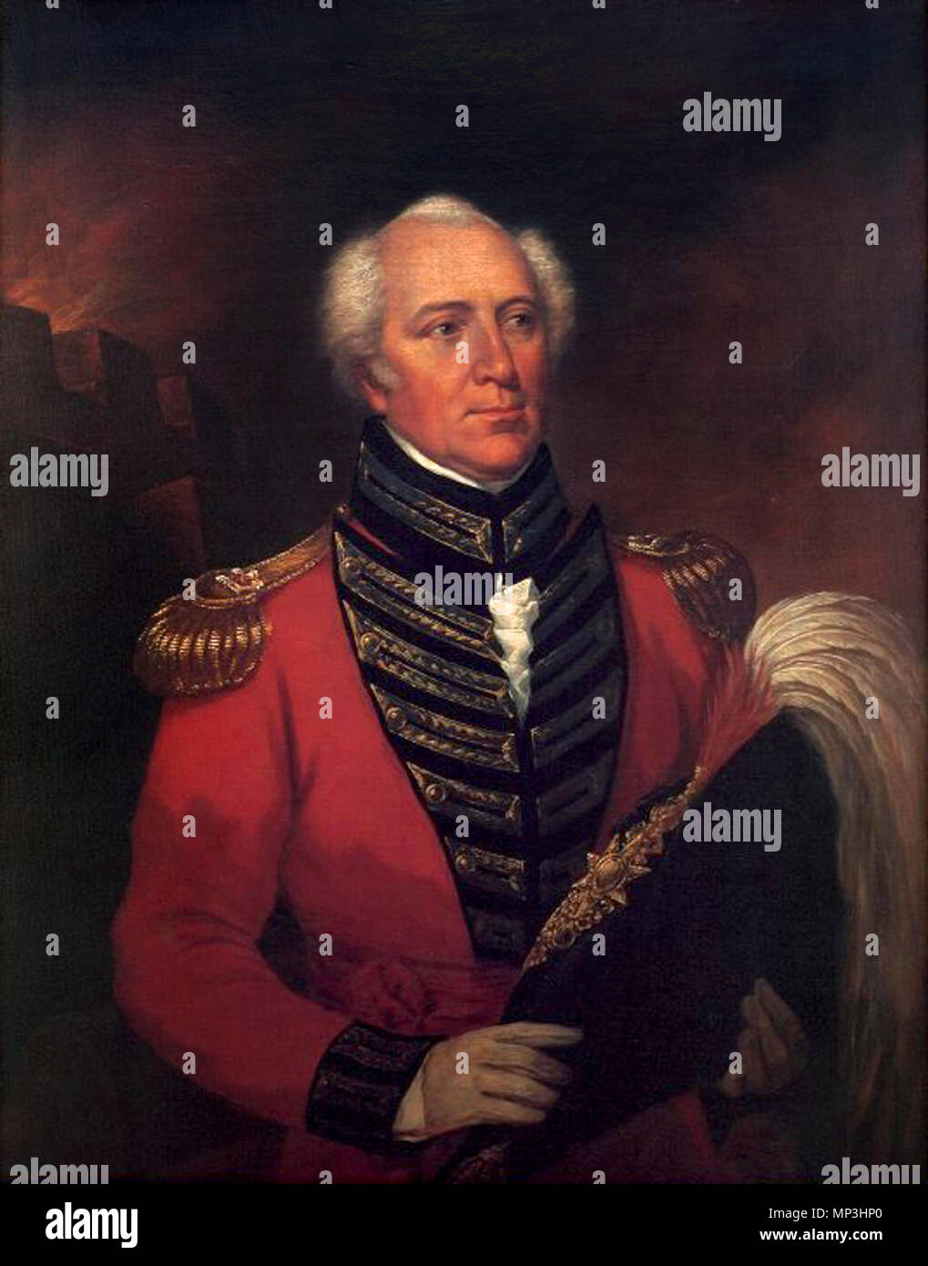 English: Portrait of William Farquhar. .  English: A portrait of Major-General William Farquhar (26 February 1774 – 13 May 1839) of the East India Company, who was the 6th Resident of Malacca and the 1st Resident of colonial Singapore. . circa 1830..   1022 Portrait of William Farquhar (c. 1830) Stock Photo