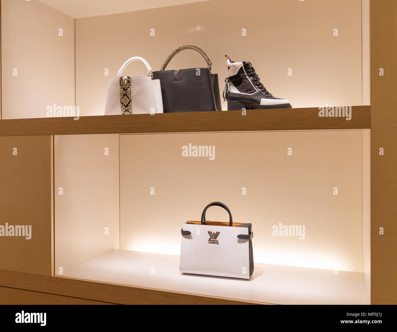 Louis Vuitton luxury fashion designer purse at store's display at