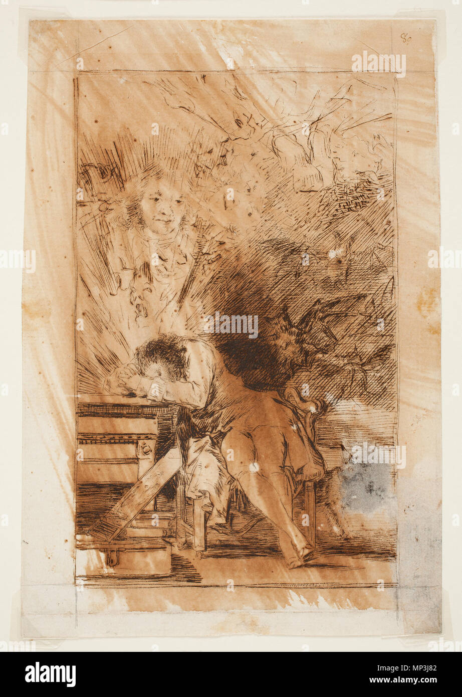 1025 Prado - Los Caprichos - preparatory drawing - No. 43 - El sueño de la razon produce monstruos Stock Photo