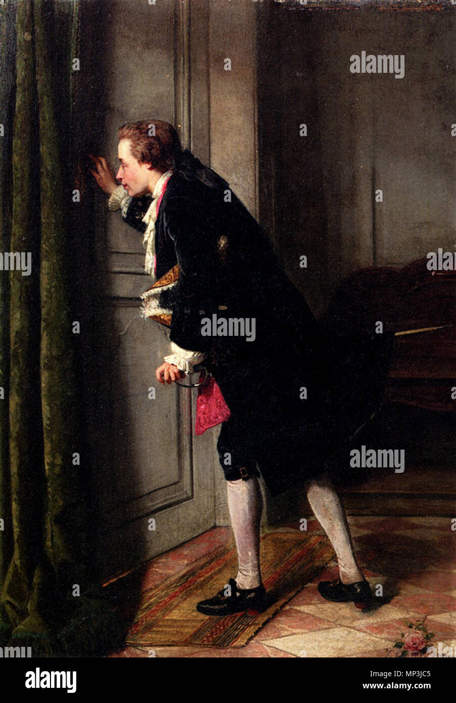 Peeping Tom   .   709 Jean Carolus, Peeping Tom, oil on panel, 46.5 x 32.5 cm, private collection Stock Photo