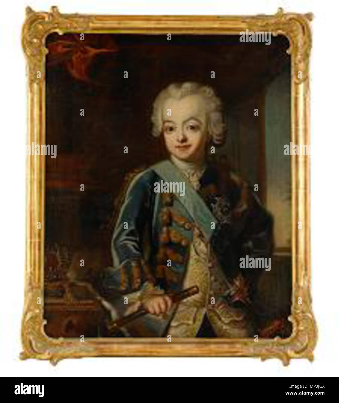 Prince Gustav (III) as child around 1750 . copy . 1750.    Jakob Björck  (1727–1793)    Alternative names Jakob Björk; Jacob Bjork  Description Swedish portrait painter  Date of birth/death 1727 20 February 1793  Location of birth/death Stockholm  Work location Stockholm; The Hague  Authority control  : Q3742562 VIAF: 95975238 ULAN: 500044819 KulturNav: f618f678-89a4-42be-ba35-609c29b5b0c7 RKD: 8704      After Gustaf Lundberg  (1695–1786)     Alternative names Lundberg; Gustav Lundberg  Description Swedish portrait painter and pastellist  Date of birth/death 17 August 1695 18 March 1786  Locat Stock Photo