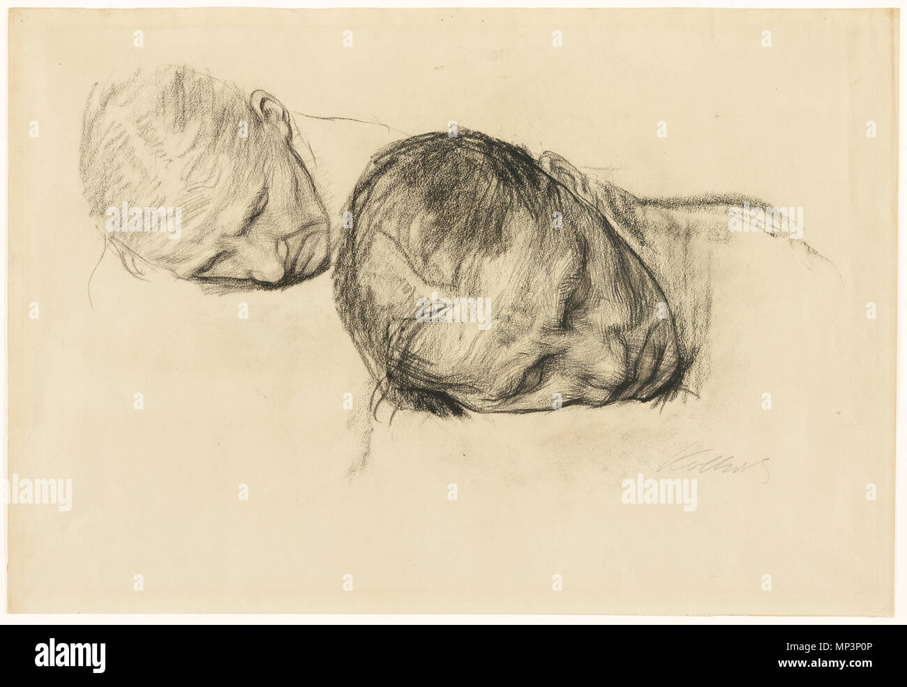 creator: Käthe Kollwitz (German printmaker and sculptor, 1867-1945); Two Studies of a Woman's Head; creation: c. 1903; drawings (visual works); buff wove paper; sheet: 19 x 24.6875 in; image: 16.875 x 24.6875 in; outer frame: 23.625 x 29.5 x 0.875 in; repository: Minneapolis Institute of Arts, Minneapolis (Hennepin, Minnesota, United States, North and Central America), 19748; 71.65; Public Domain 71.65 772 Kollwitz TwoStudiesOfAWomansHead MIA 7165 Stock Photo