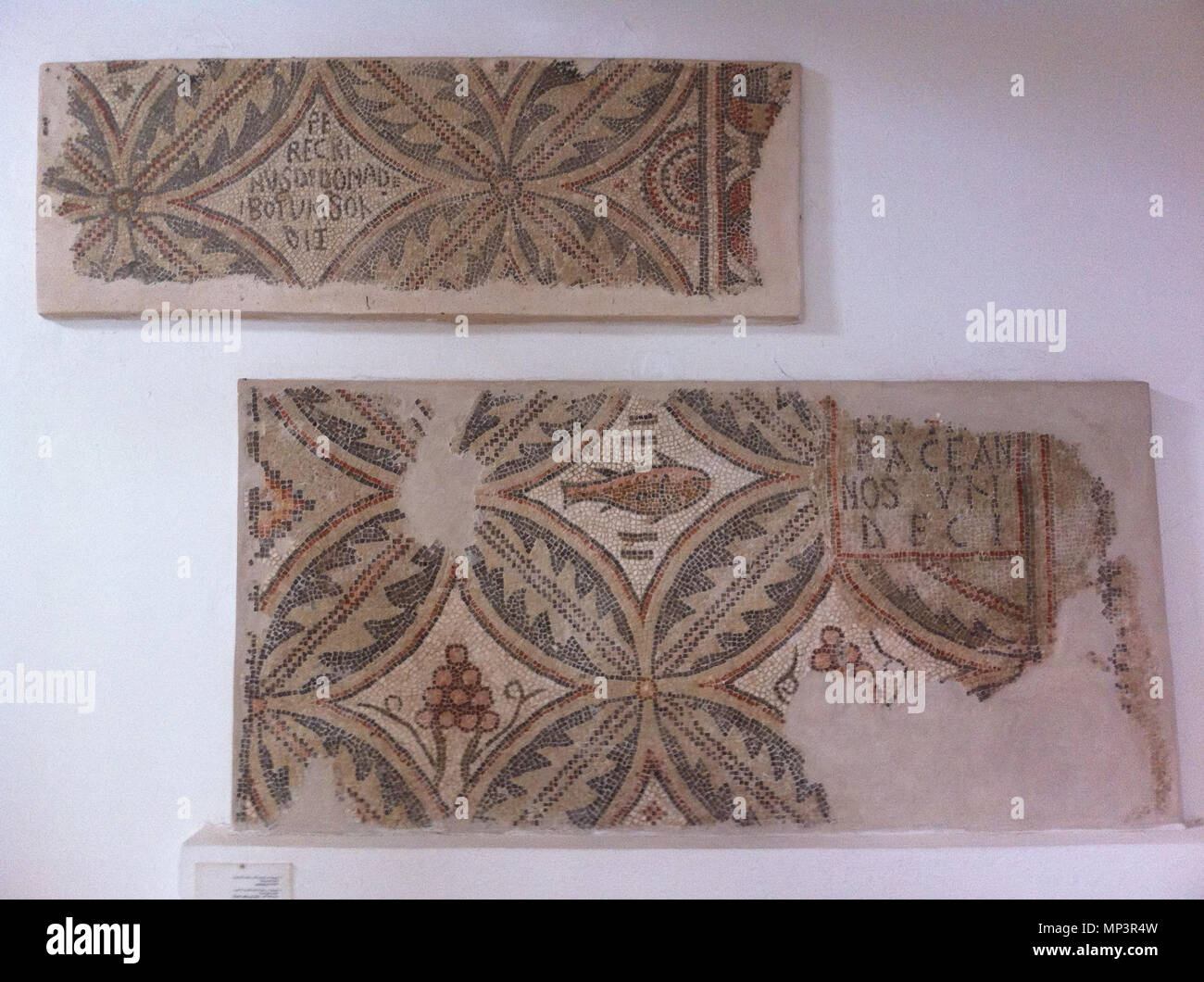 . Français : Mosaïque exposée au musée archéologique de Lamta, Tunisie. 18 February 2012. Habib M’henni 913 Musee Lamta, Mosaique 3 Stock Photo