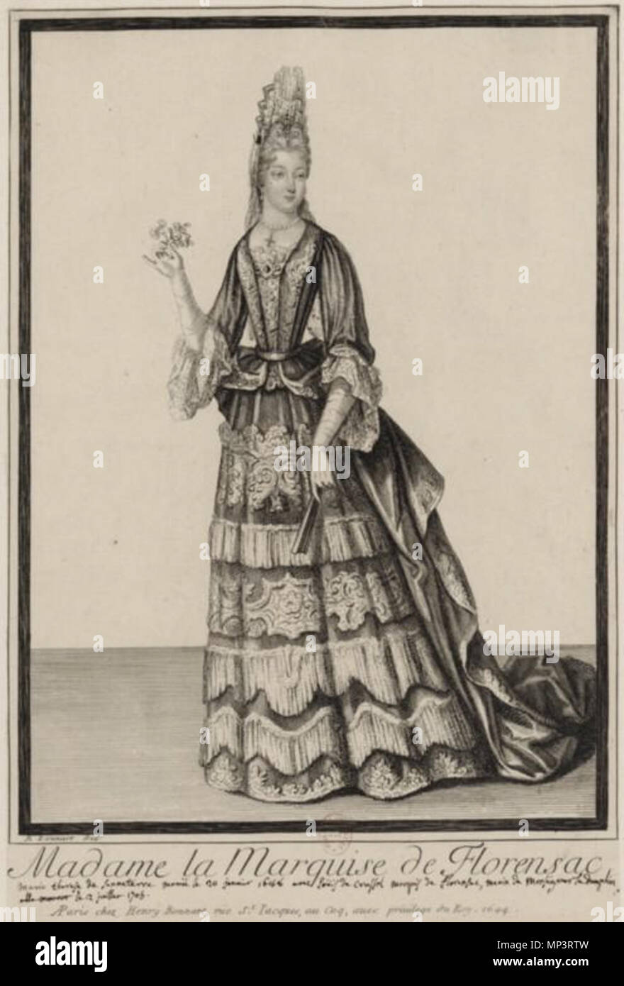 .  Français : Marie Louise Thérèse de Senneterre de Châteauneuf, épouse de Louis de Crussol d'Uzès, marquis de Florensac . 1694.   839 Madame la Marquise de Florensac Stock Photo
