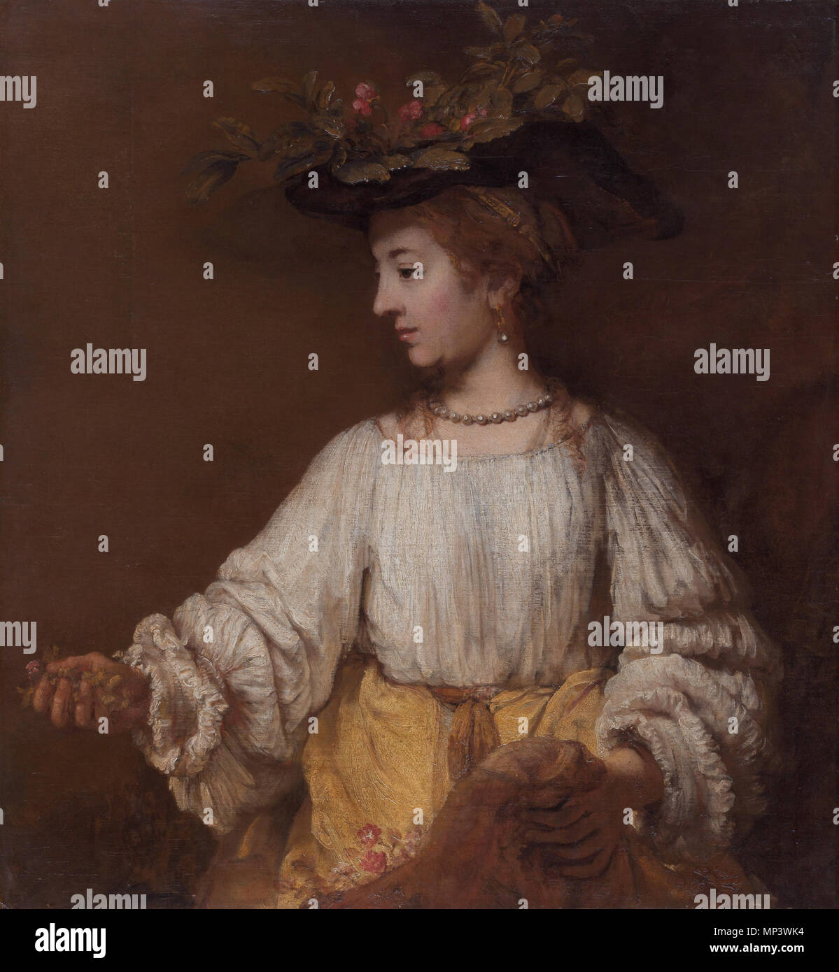 Affiche De Clôture Femme Au Bain - Rembrandt Van Rijn - 100x200 Cm Toile De Jardin