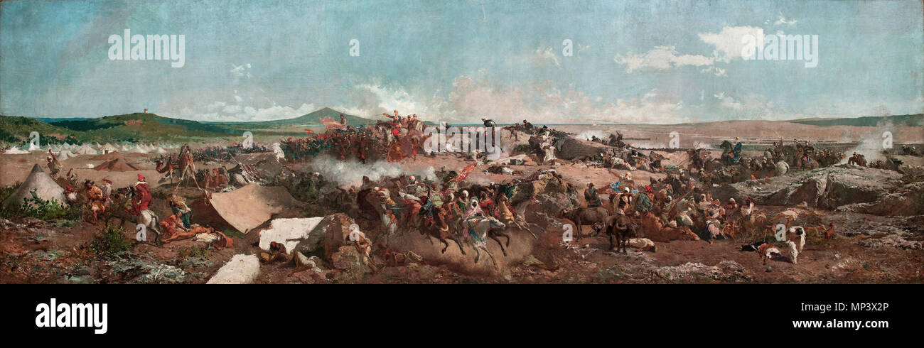 859 MARIANO FORTUNY - La Batalla de Tetuán (Museo Nacional de Arte de Cataluña, 1862-64. Óleo sobre lienzo, 300 x 972 cm) Stock Photo