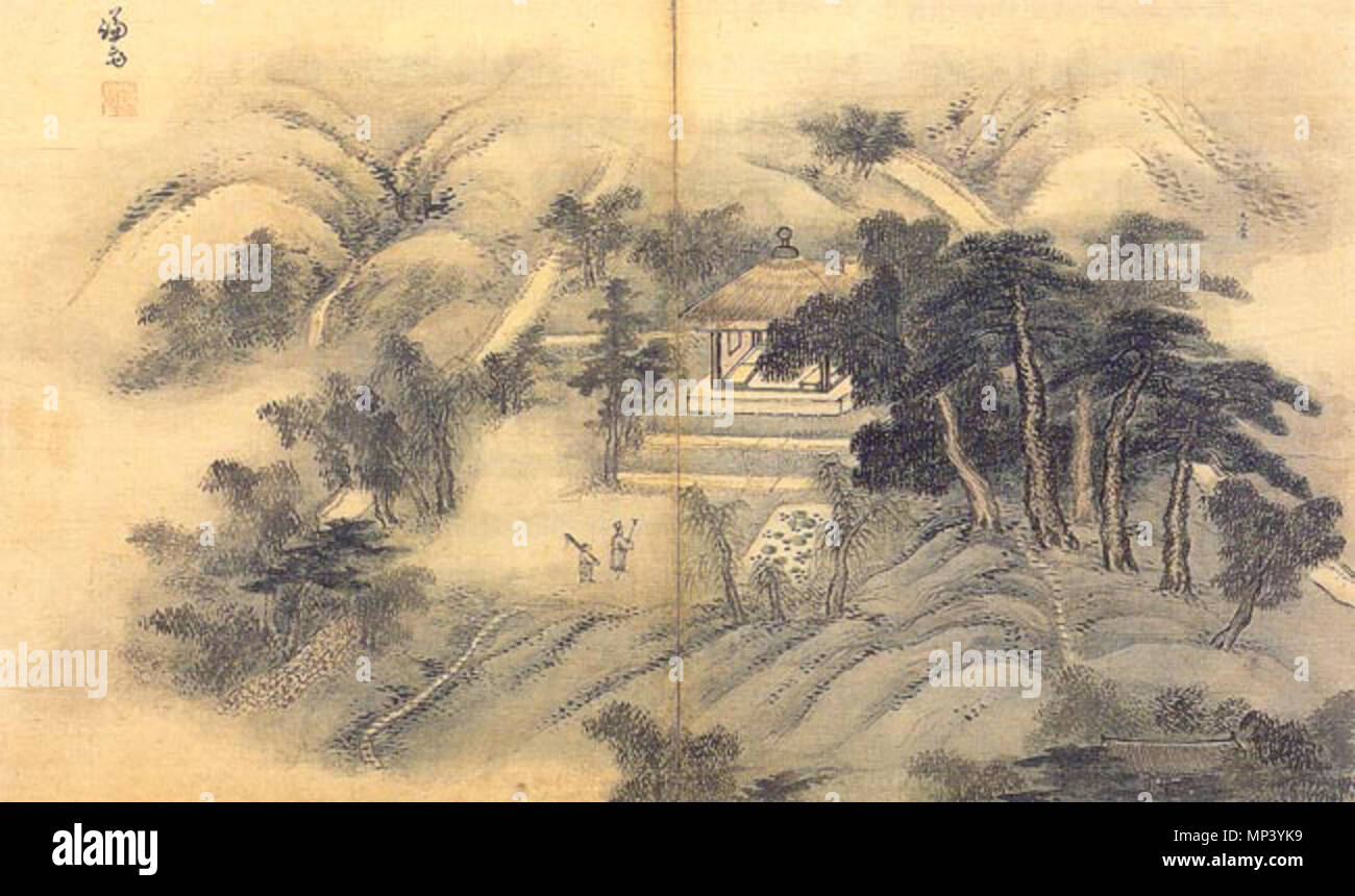 . 삼승정(三勝亭), 춘재 이중희의 정자로 현재 사직동 주변 . 종이에 담채, 간송미술관 . between 1676 and