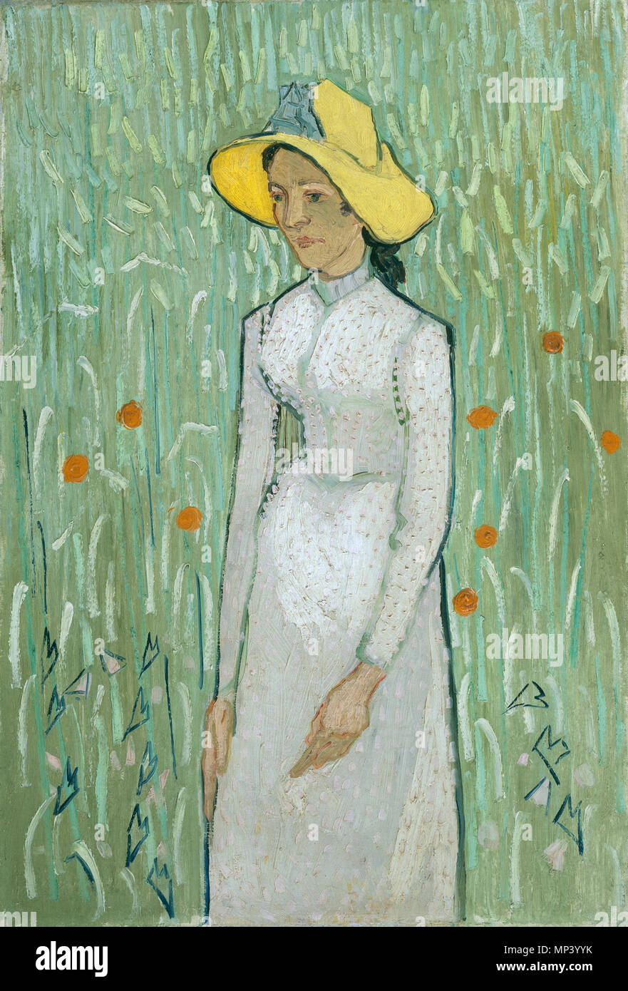 Vincent van Gogh (Dutch, 1853 - 1890 ), Girl in White, 1890, oil on canvas, Chester Dale Collection   Girl in White .  English: Girl in White . 1890.   1223 Girl in White by Vincent Van Gogh - NGA Stock Photo