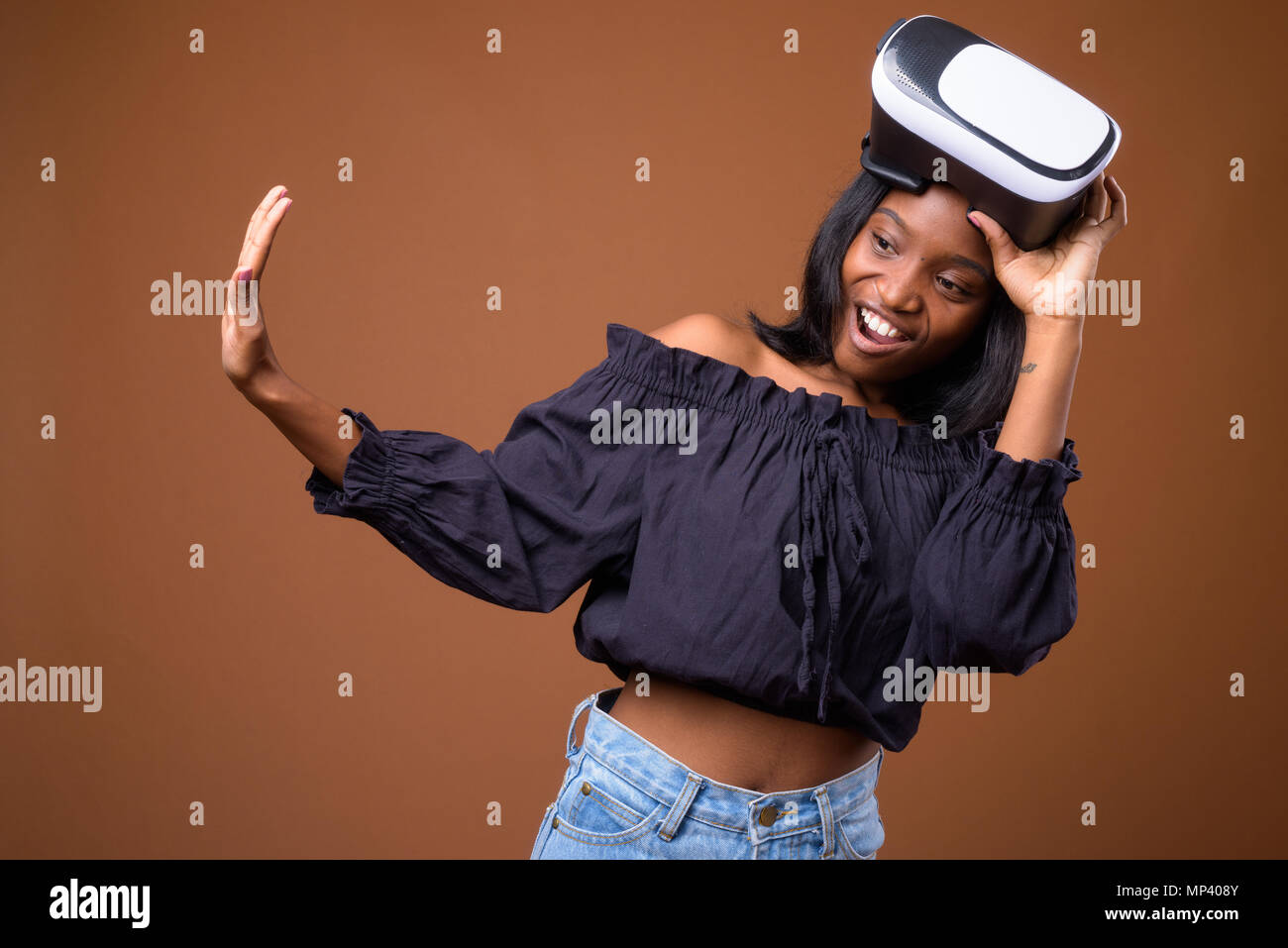 Young woman stop sign hand hi-res stock photography and images - Alamy