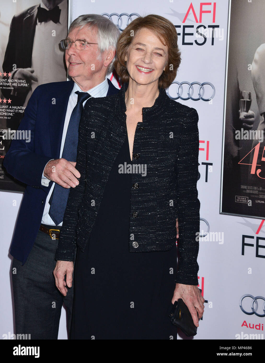 Charlotte Rambling, Tom Courtenay 008 at the Tribute to Charlotte Rampling and Tom Courtenay at the AFI Film Festival, 45 years ,  at the TCL Chinese Theatre in Los Angeles. November 11, 2015.Charlotte Rambling, Tom Courtenay 008 ------------- Red Carpet Event, Vertical, USA, Film Industry, Celebrities,  Photography, Bestof, Arts Culture and Entertainment, Topix Celebrities fashion /  Vertical, Best of, Event in Hollywood Life - California,  Red Carpet and backstage, USA, Film Industry, Celebrities,  movie celebrities, TV celebrities, Music celebrities, Photography, Bestof, Arts Culture and En Stock Photo