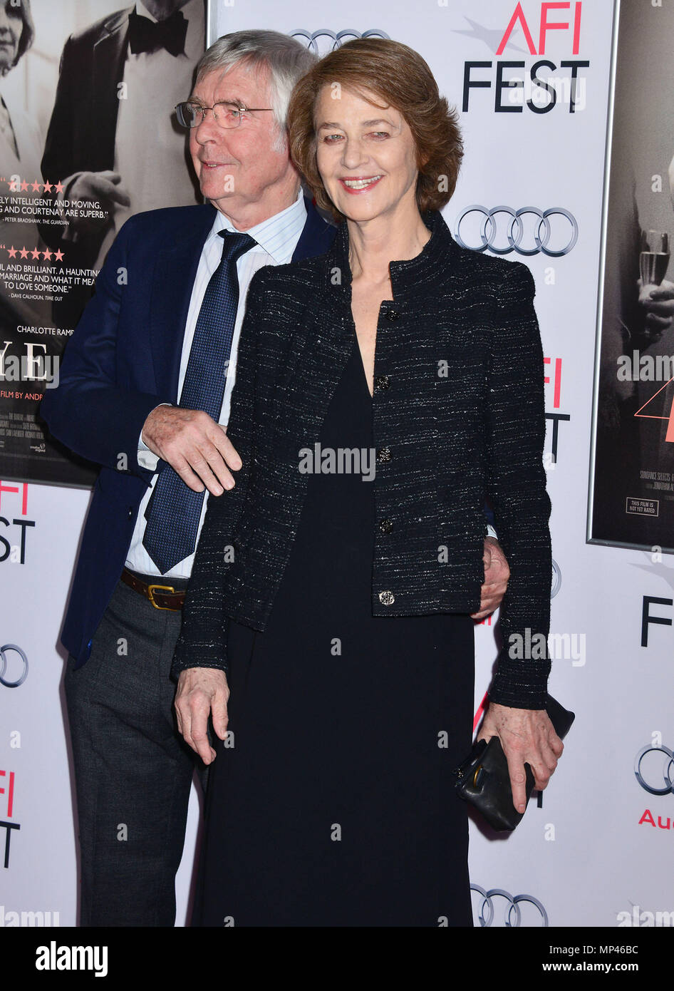 Charlotte Rambling, Tom Courtenay 009 at the Tribute to Charlotte Rampling and Tom Courtenay at the AFI Film Festival, 45 years ,  at the TCL Chinese Theatre in Los Angeles. November 11, 2015.Charlotte Rambling, Tom Courtenay 009 ------------- Red Carpet Event, Vertical, USA, Film Industry, Celebrities,  Photography, Bestof, Arts Culture and Entertainment, Topix Celebrities fashion /  Vertical, Best of, Event in Hollywood Life - California,  Red Carpet and backstage, USA, Film Industry, Celebrities,  movie celebrities, TV celebrities, Music celebrities, Photography, Bestof, Arts Culture and En Stock Photo