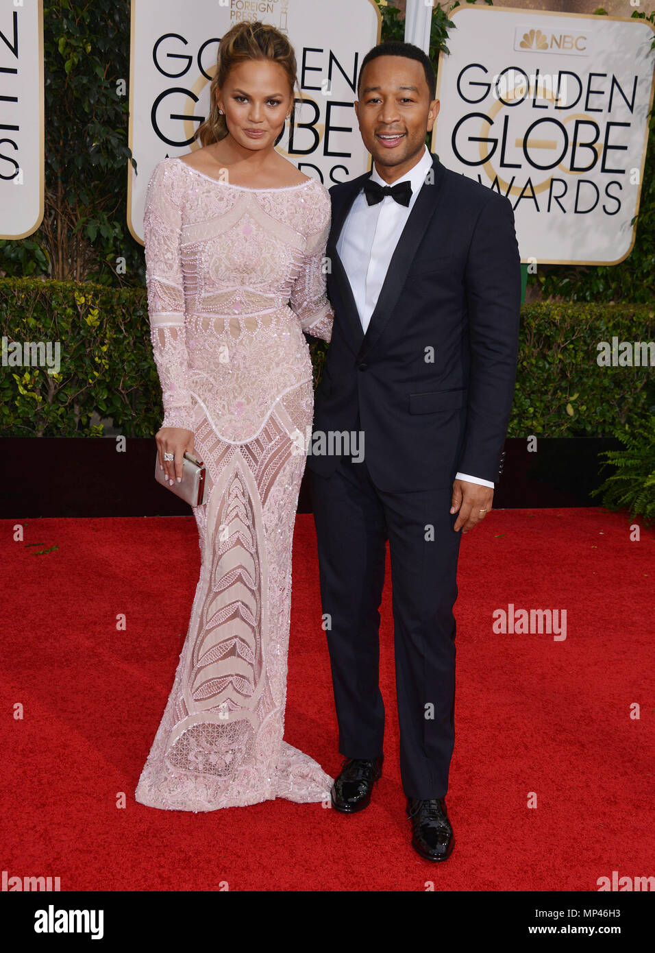 Chrissy Teigen John Legend 552 At The 72th Golden Globes Awards 2015 At The Beverly Hilton In Los Angeles January 11 2015chrissy Teigen John Legend 552 Red Carpet Event Vertical Usa
