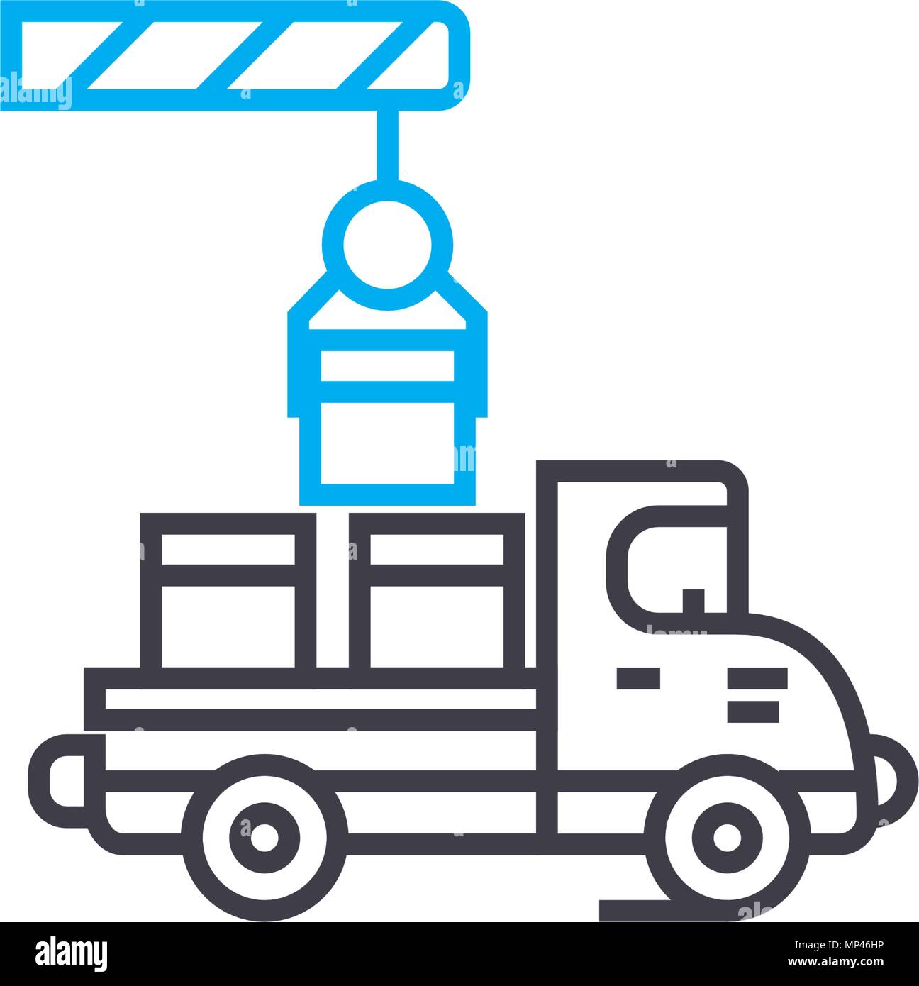Loading of products linear icon concept. Loading of products line ...