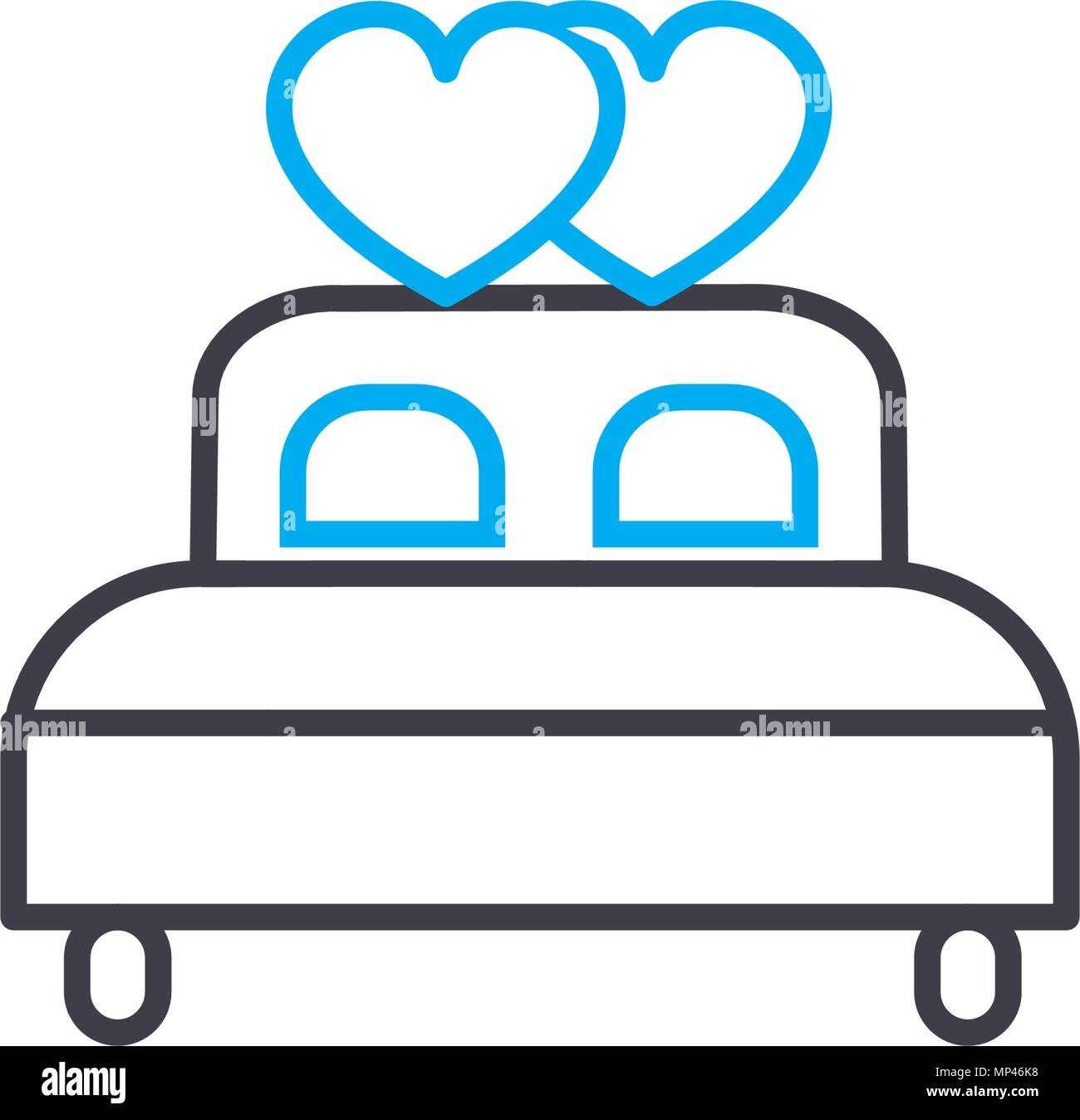 Marital bed linear icon concept. Marital bed line vector sign, symbol, illustration. Stock Vector