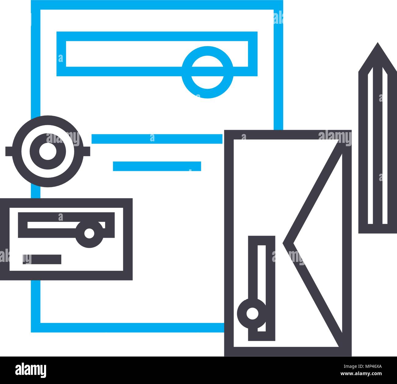 Office tools linear icon concept. Office tools line vector sign, symbol, illustration. Stock Vector