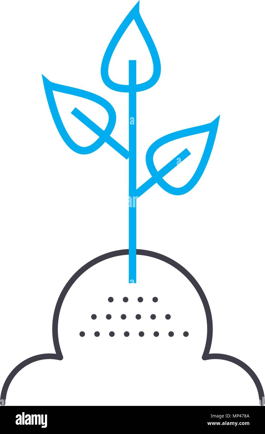 Planting plants linear icon concept. Planting plants line vector sign ...