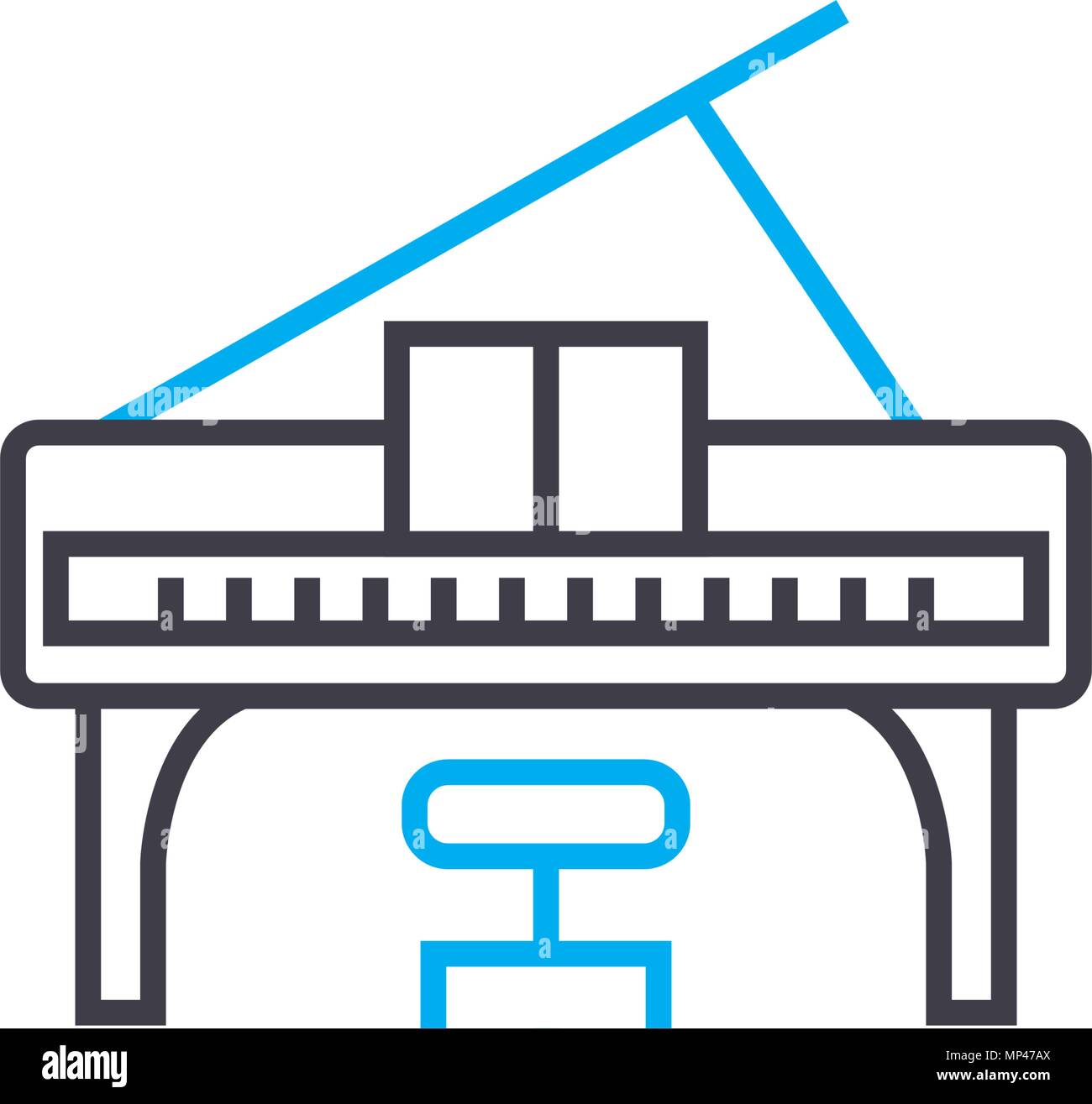 Playing the piano linear icon concept. Playing the piano line vector sign, symbol, illustration. Stock Vector