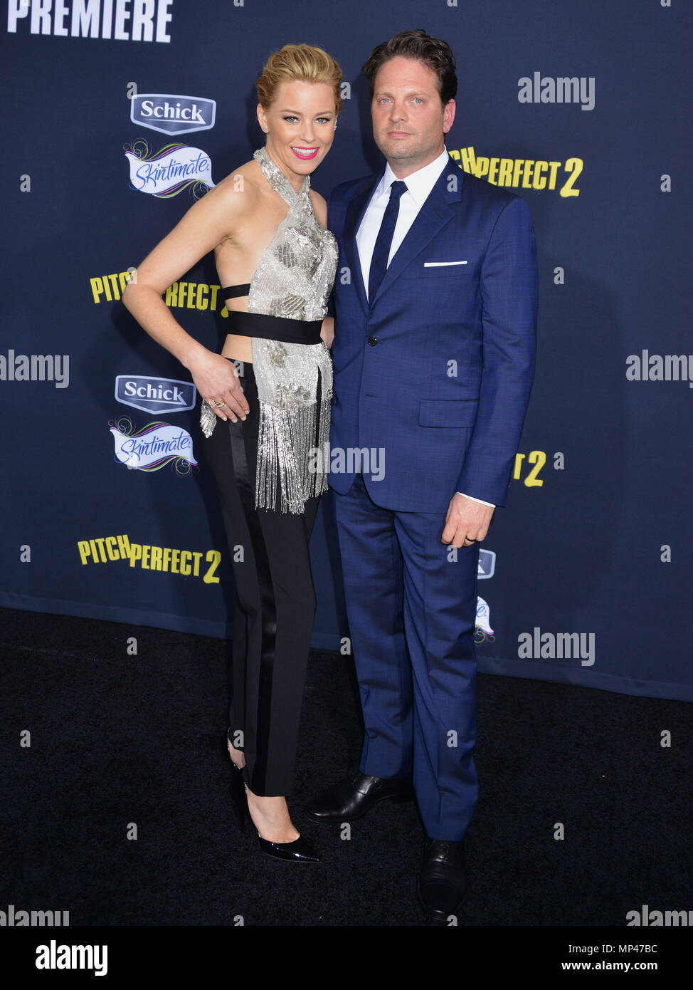 Elizabeth Banks, Max Handelman 041 at the Pitch Perfect 2 Premiere at the Nokia Theatre in Los Angeles. May 8, 2015. Elizabeth Banks, Max Handelman 041 ------------- Red Carpet Event, Vertical, USA, Film Industry, Celebrities,  Photography, Bestof, Arts Culture and Entertainment, Topix Celebrities fashion /  Vertical, Best of, Event in Hollywood Life - California,  Red Carpet and backstage, USA, Film Industry, Celebrities,  movie celebrities, TV celebrities, Music celebrities, Photography, Bestof, Arts Culture and Entertainment,  Topix, vertical,  family from from the year , 2015, inquiry tsun Stock Photo