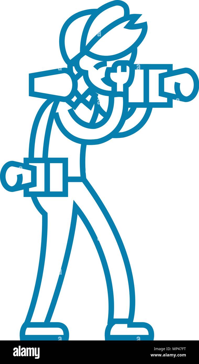 Professional photojournalist linear icon concept. Professional ...