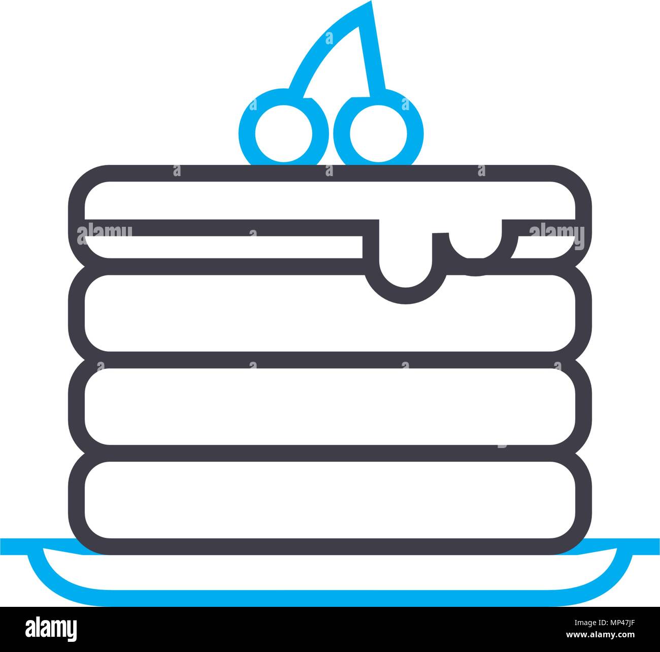 Puff cake linear icon concept. Puff cake line vector sign, symbol ...