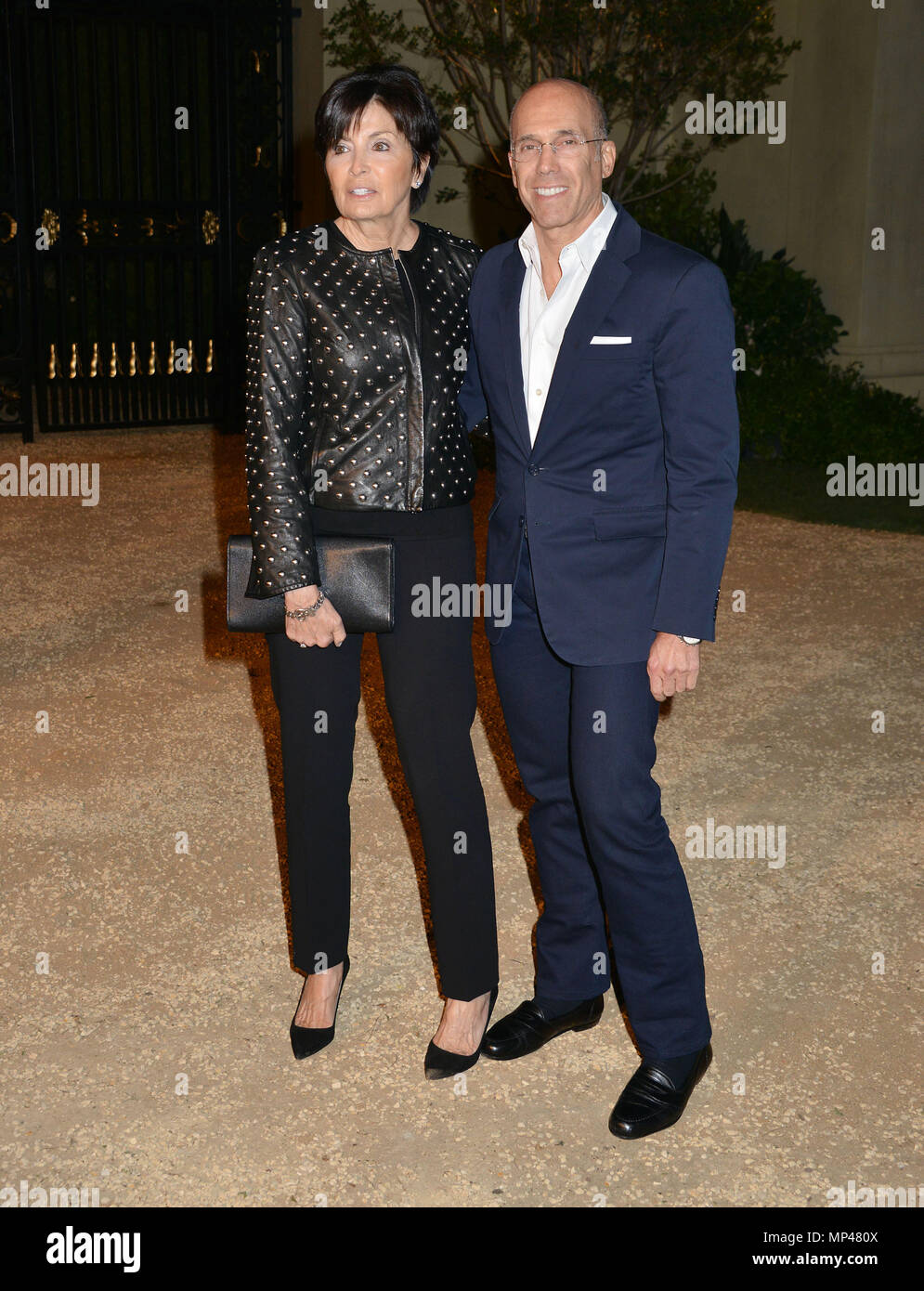 Jeffrey Katzenberg and wife A at the  Burberry  - London In Los Angeles at the Griffith park Observatory in Los Angeles. April 16, 2015.Jeffrey Katzenberg and wife A ------------- Red Carpet Event, Vertical, USA, Film Industry, Celebrities,  Photography, Bestof, Arts Culture and Entertainment, Topix Celebrities fashion /  Vertical, Best of, Event in Hollywood Life - California,  Red Carpet and backstage, USA, Film Industry, Celebrities,  movie celebrities, TV celebrities, Music celebrities, Photography, Bestof, Arts Culture and Entertainment,  Topix, vertical,  family from from the year , 2015 Stock Photo