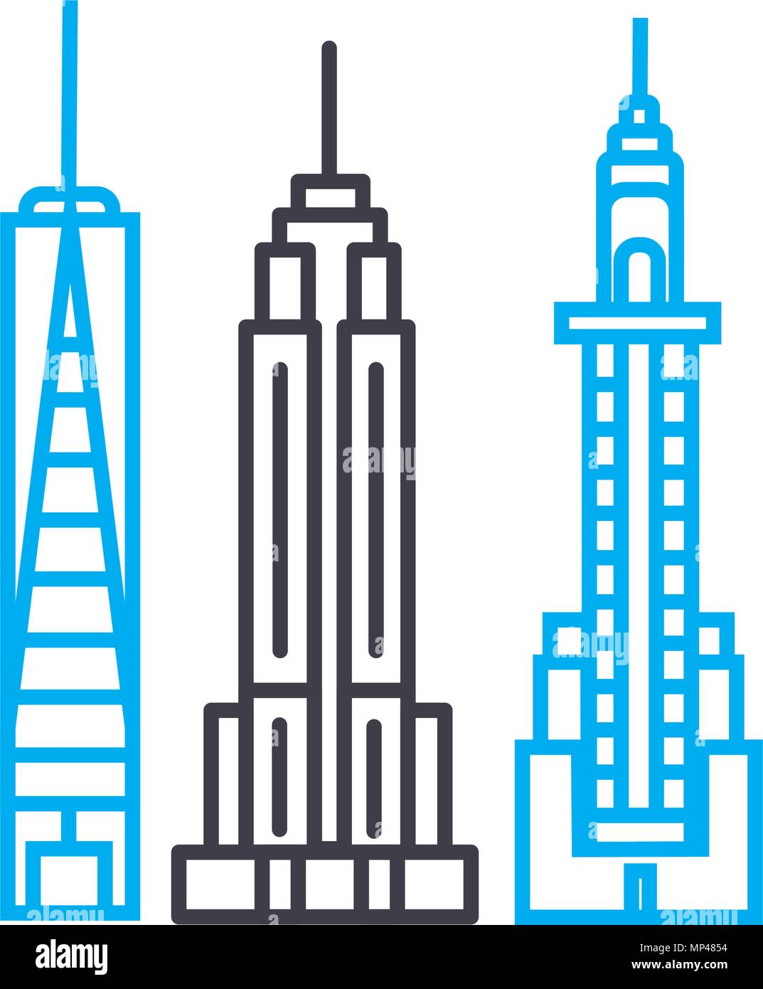 Skyscrapers linear icon concept. Skyscrapers line vector sign, symbol ...