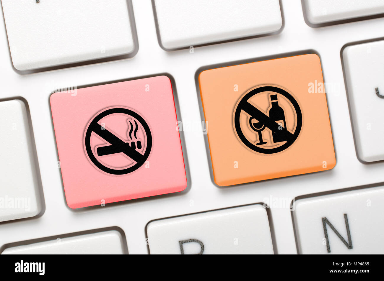 Smoke Key Colorful no wine and no smoke key on keyboard Stock Photo - Alamy