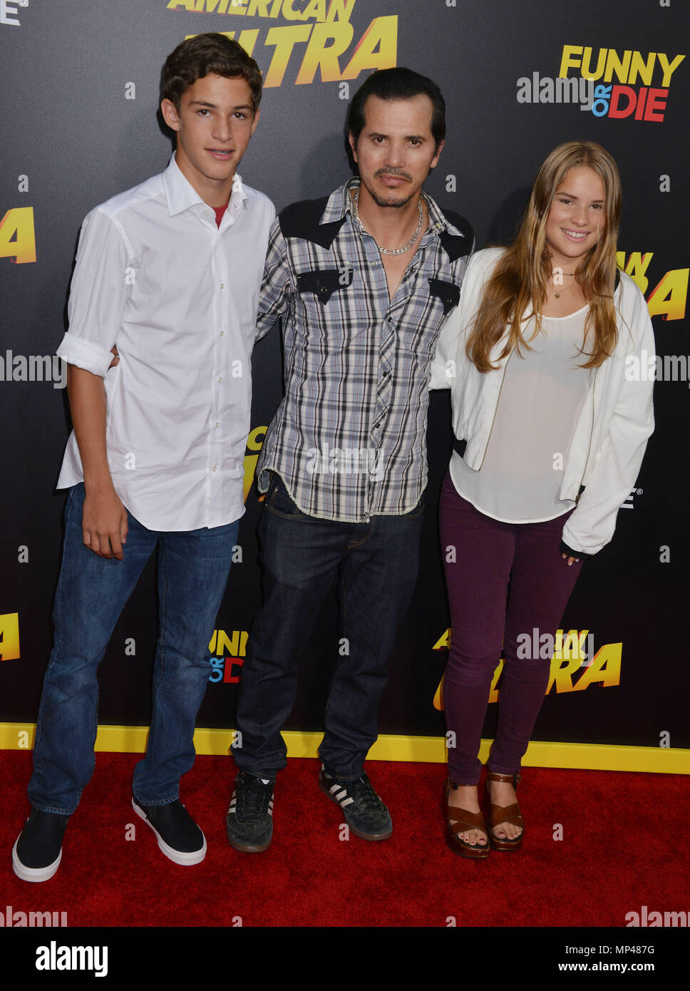John Leguizamo, Kids Ryder, Allegra 009 at the American Ultra Premiere at the Ace Hotel in Downtown Los Angeles. August 18, 2015.John Leguizamo, Kids Ryder, Allegra 009 ------------- Red Carpet Event, Vertical, USA, Film Industry, Celebrities,  Photography, Bestof, Arts Culture and Entertainment, Topix Celebrities fashion /  Vertical, Best of, Event in Hollywood Life - California,  Red Carpet and backstage, USA, Film Industry, Celebrities,  movie celebrities, TV celebrities, Music celebrities, Photography, Bestof, Arts Culture and Entertainment,  Topix, vertical,  family from from the year , 2 Stock Photo