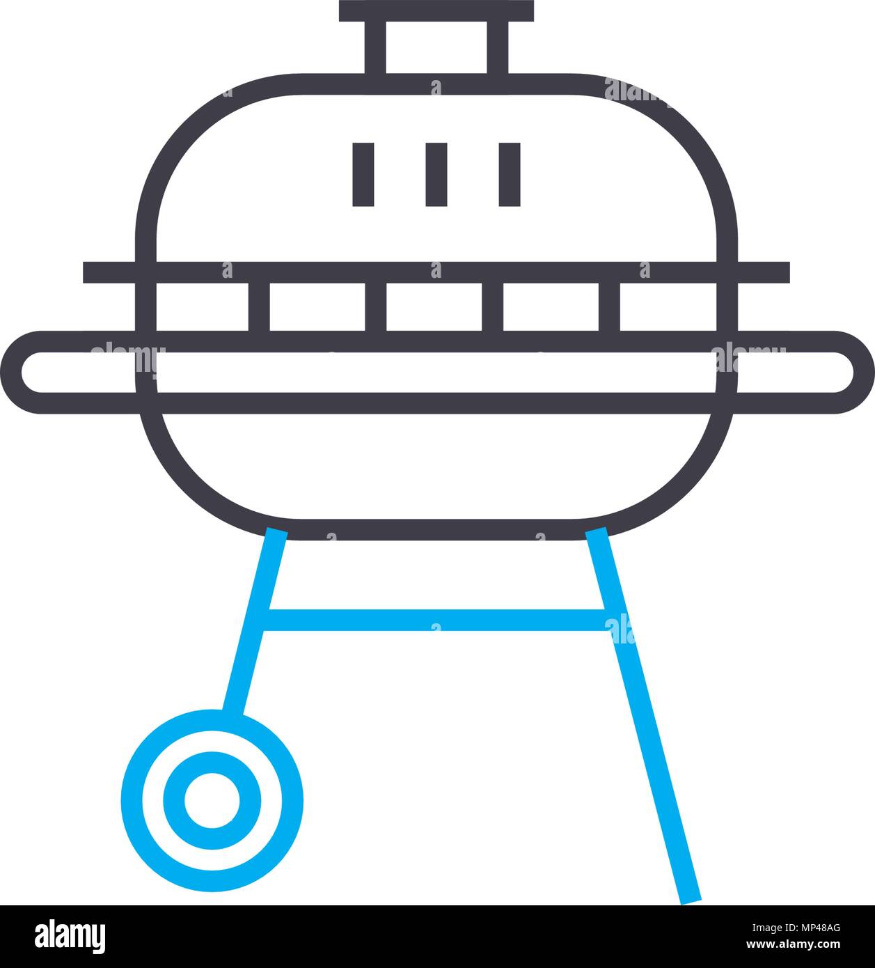 Steak grill linear icon concept. Steak grill line vector sign, symbol, illustration. Stock Vector