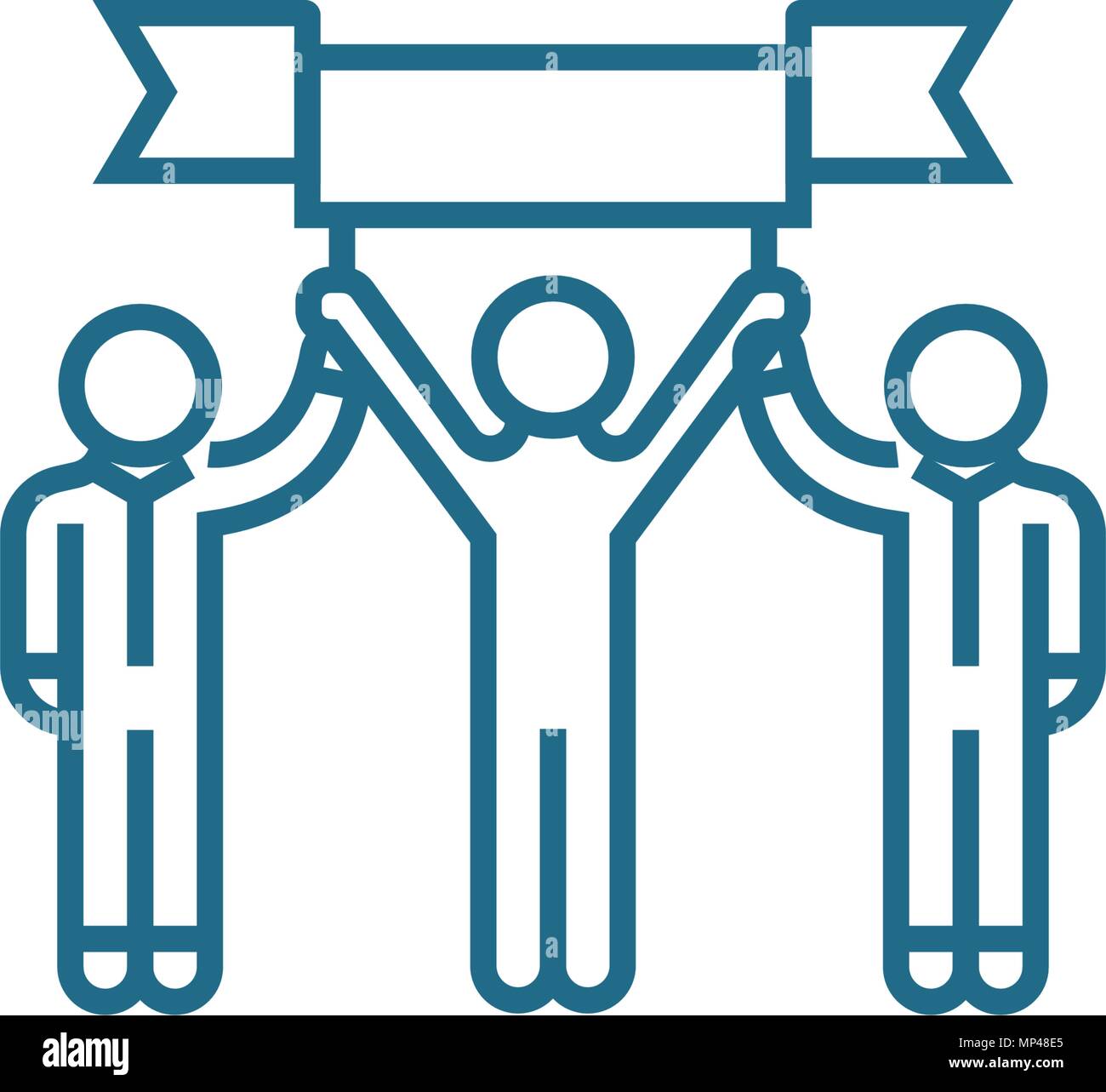 Successful team linear icon concept. Successful team line vector sign ...