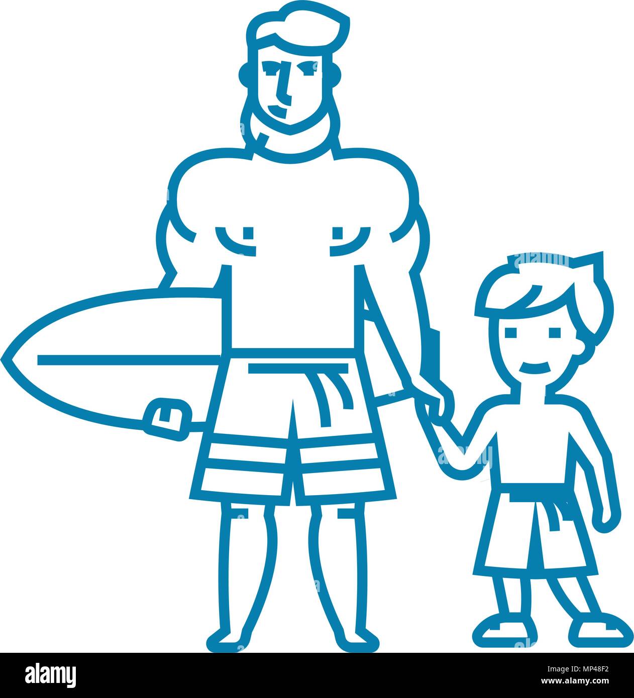 Surfing lessons linear icon concept. Surfing lessons line vector sign ...