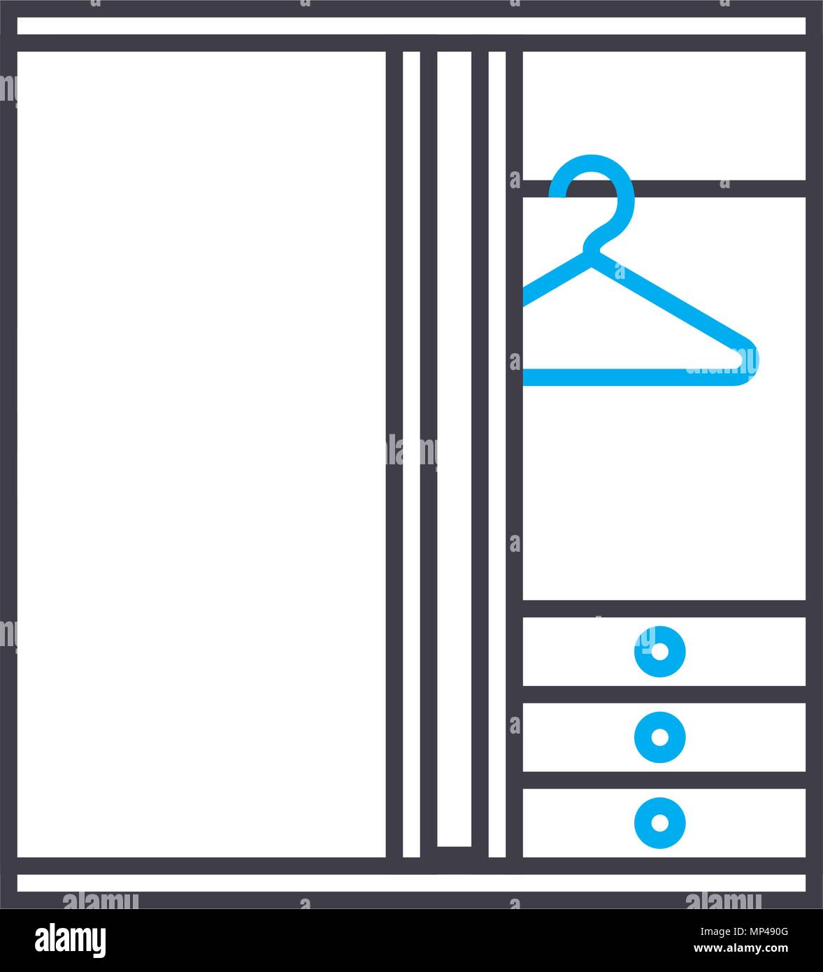 Wardrobe closet linear icon concept. Wardrobe closet line vector sign ...
