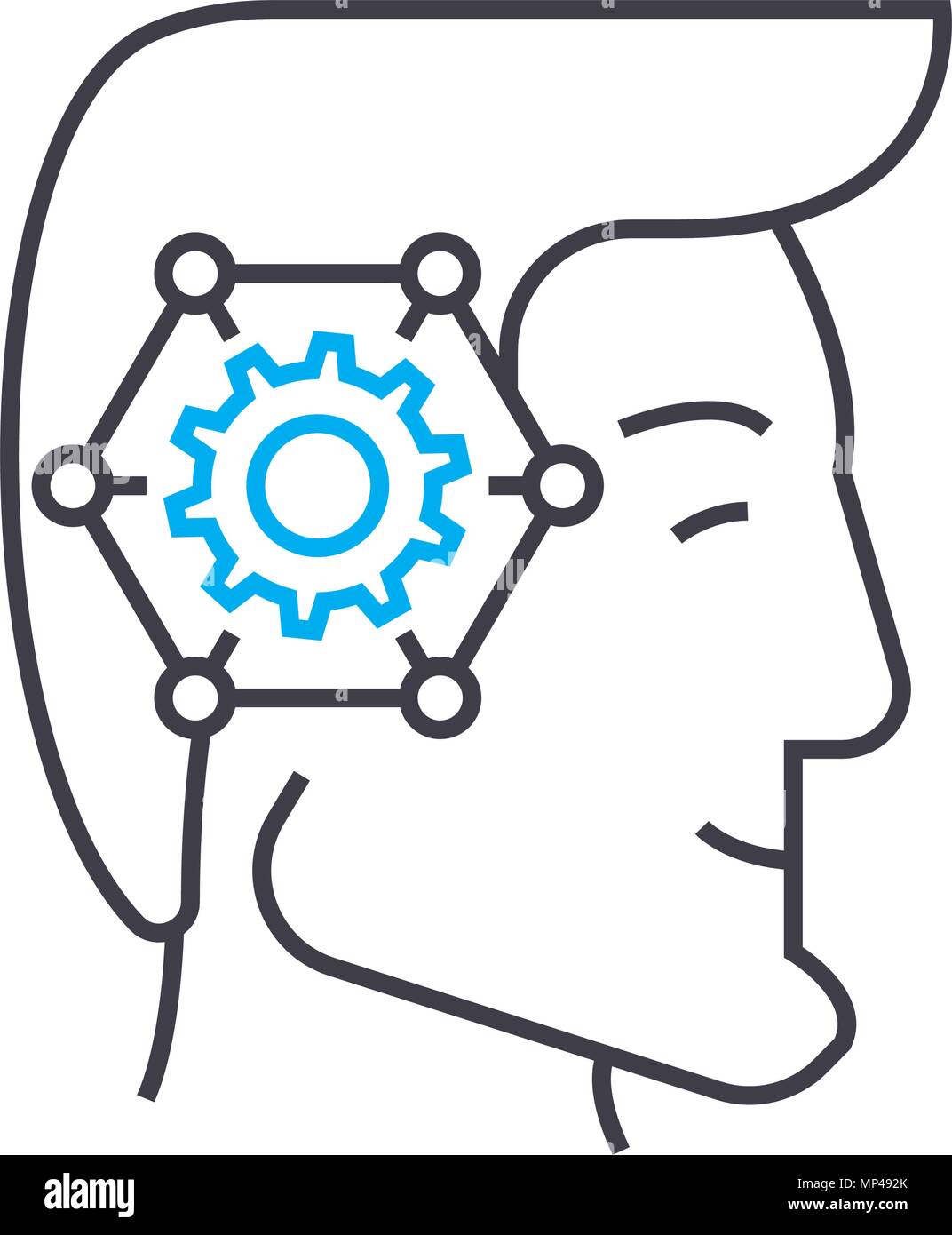 Way of thinking linear icon concept. Way of thinking line vector sign ...