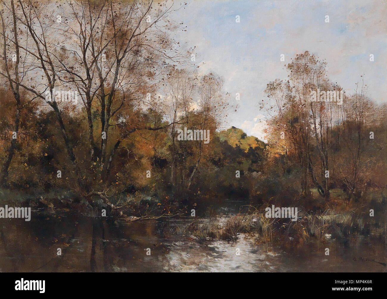 . Waldweiher, signiert G. Pelouse, Öl auf Leinwand, 63 x 89 cm . by 1891. Léon Germain Pelouse (1838-1891) 802 Leon Germain Pelouse Waldweiher Stock Photo