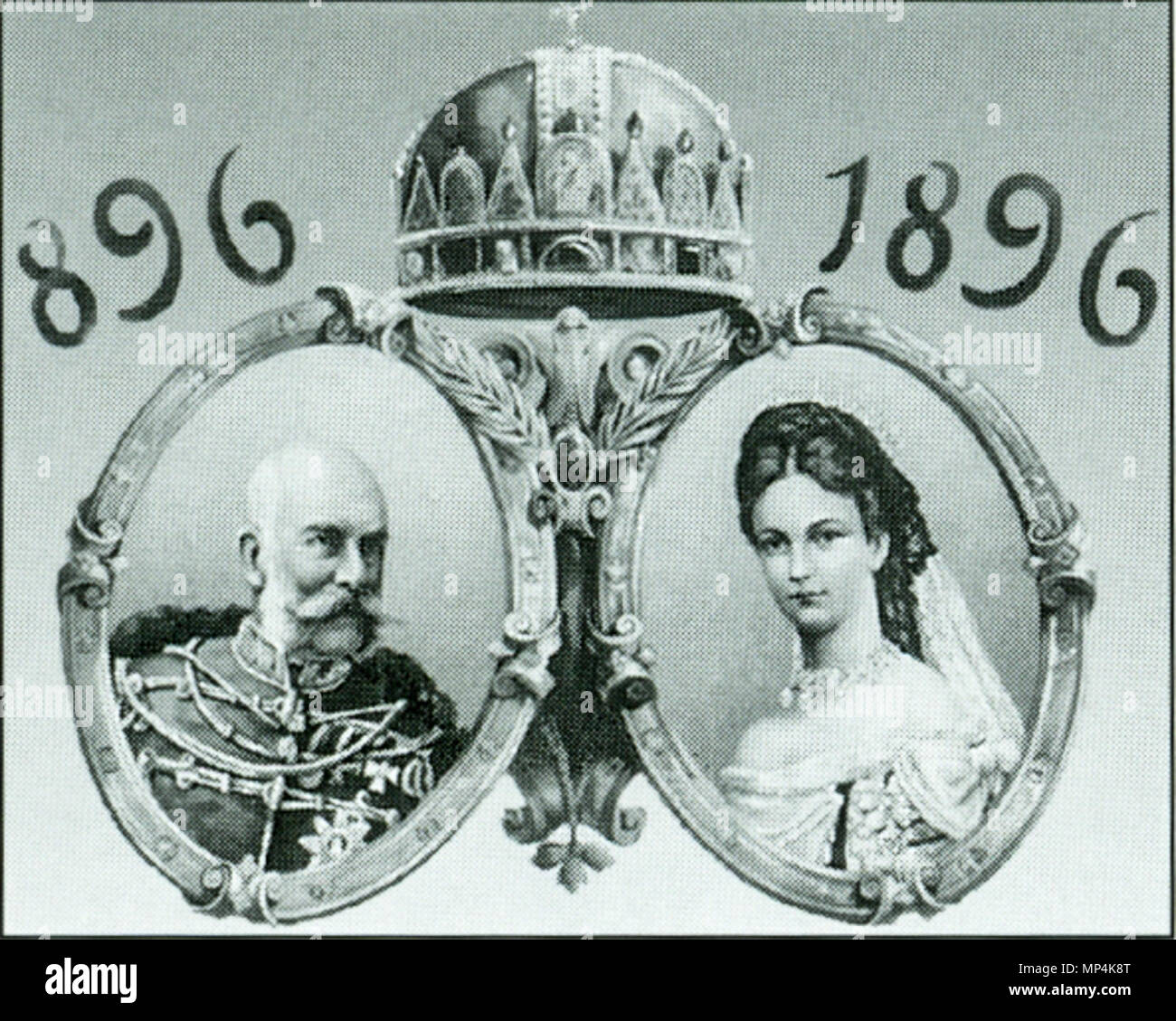 Portrayal of Franz Joseph and his wife Elisabeth on a millennium ...
