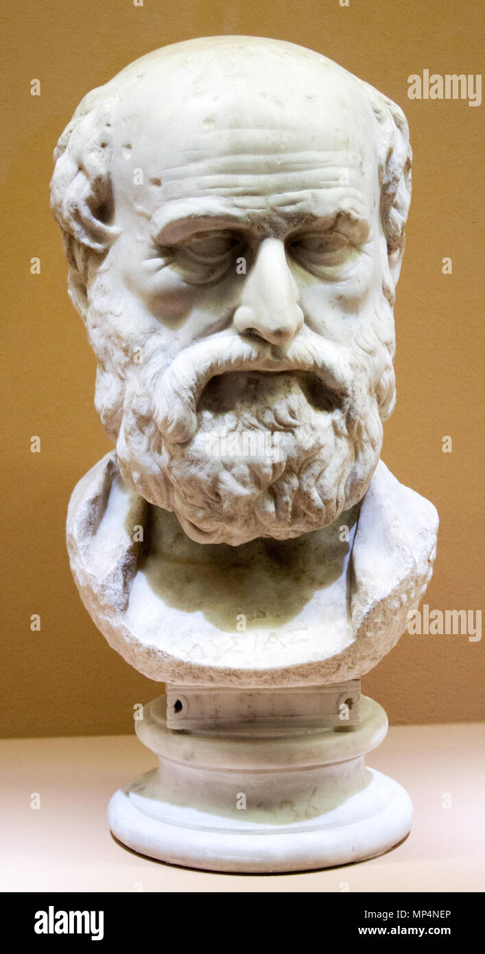 Portrait of Lysias   Early Imperial period, from a Greek original from the early 4th century BC.   1020 Portrait of Lysias, Colosseum Stock Photo