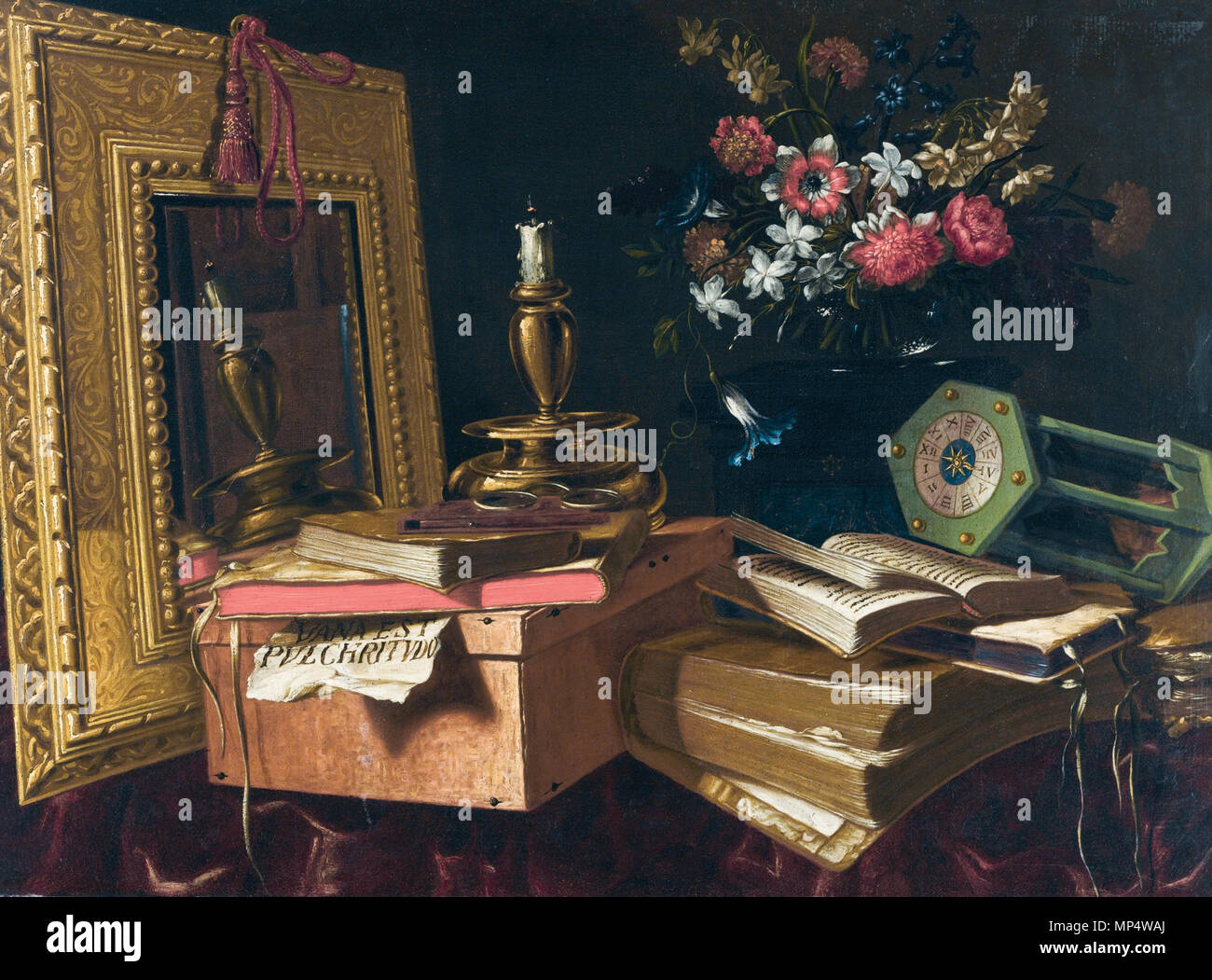 English A Vanitas Still Life With A Mirror A Candle An