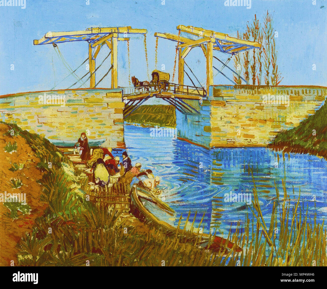 The bridge of Langlois at Arles with laundresses *oil on canvas  *54 x 65 cm  *March 1888  * The bridge of Langlois at Arles with laundresses, by Vincent van Gogh 1223 Vincent Willem van Gogh - Pont de Langlois - Kröller-Müller Stock Photo