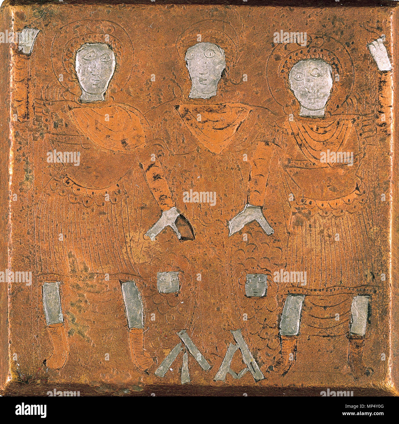 Square copper-alloy one-pound weight   (300 - 499).   1136 Square copper-alloy one-pound weight - Google Art Project Stock Photo