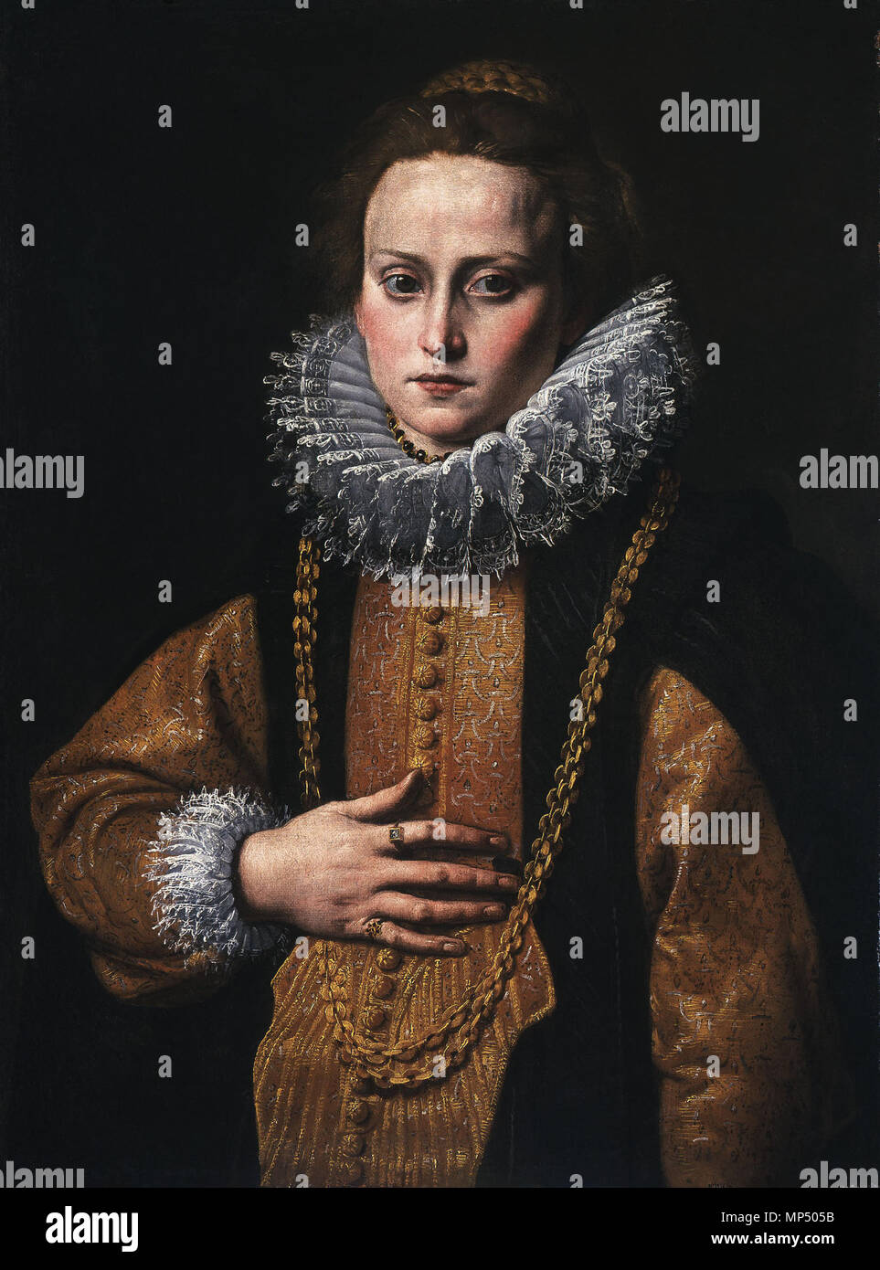 Italian: Ritratto di gentildonna Portrait of a Lady   circa 1617-1618.   1063 Ritratto di gentildonna - Tanzio da Varallo Stock Photo