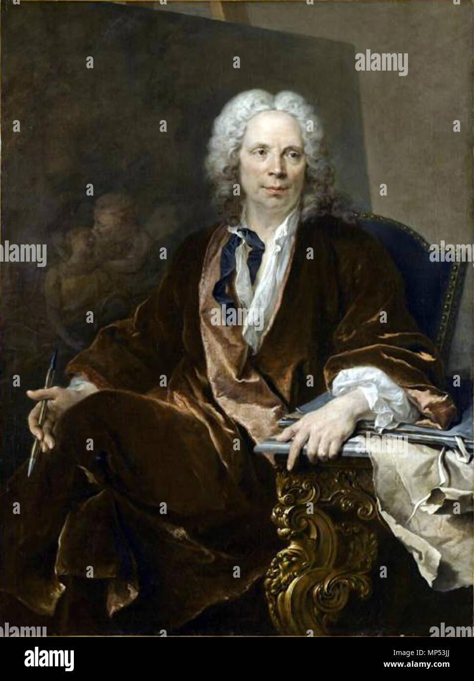 824 Louis Tocqué, Portrait of Louis Galloche (1670-1761), painter, oil ...