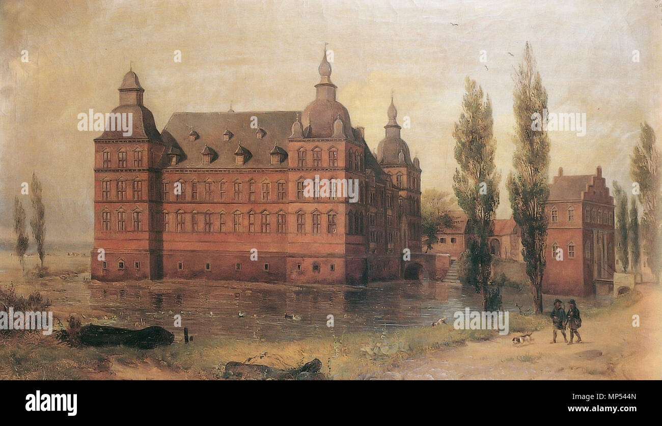 .  Deutsch: Nordansicht des Schlosses Horst in Gelsenkirchen vor 1828 . 1842.   1101 Schloss Horst Hoeninghaus 1842 Stock Photo