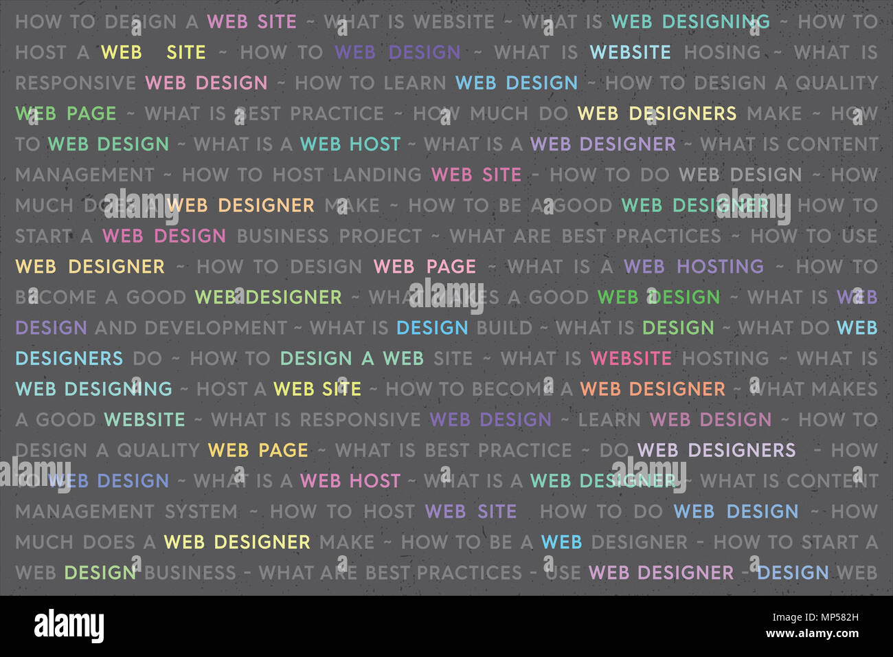 Colored Web Design Keywords Background. Web Network Working Text with