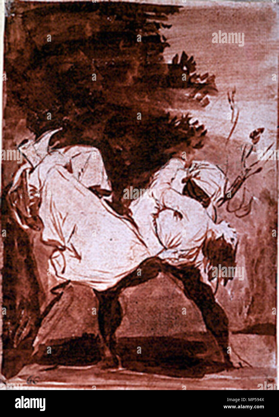. So they carried her off! . circa 1800.    Francisco Goya  (1746–1828)      Alternative names Francisco Goya Lucientes, Francisco de Goya y Lucientes, Francisco José Goya Lucientes  Description Spanish painter, printmaker, lithographer, engraver and etcher  Date of birth/death 30 March 1746 16 April 1828  Location of birth/death Fuendetodos Bordeaux  Work location Madrid, Zaragoza, Bordeaux  Authority control  : Q5432 VIAF: 54343141 ISNI: 0000 0001 2280 1608 ULAN: 500118936 LCCN: n79003363 NLA: 36545788 WorldCat 1129 So they carried her off! Caprichos print Stock Photo